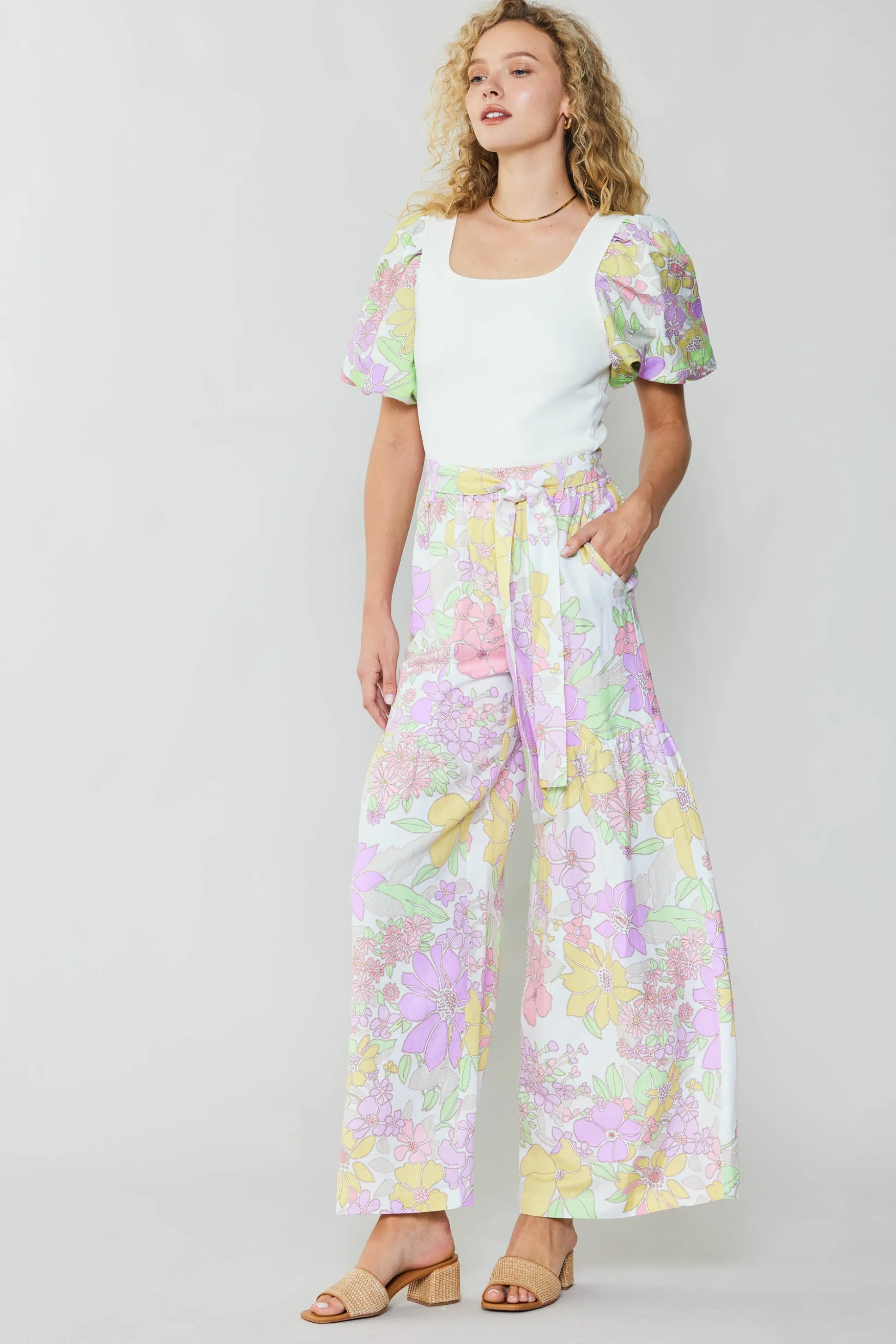 Linen Blend Floral Pants<Current Air Discount