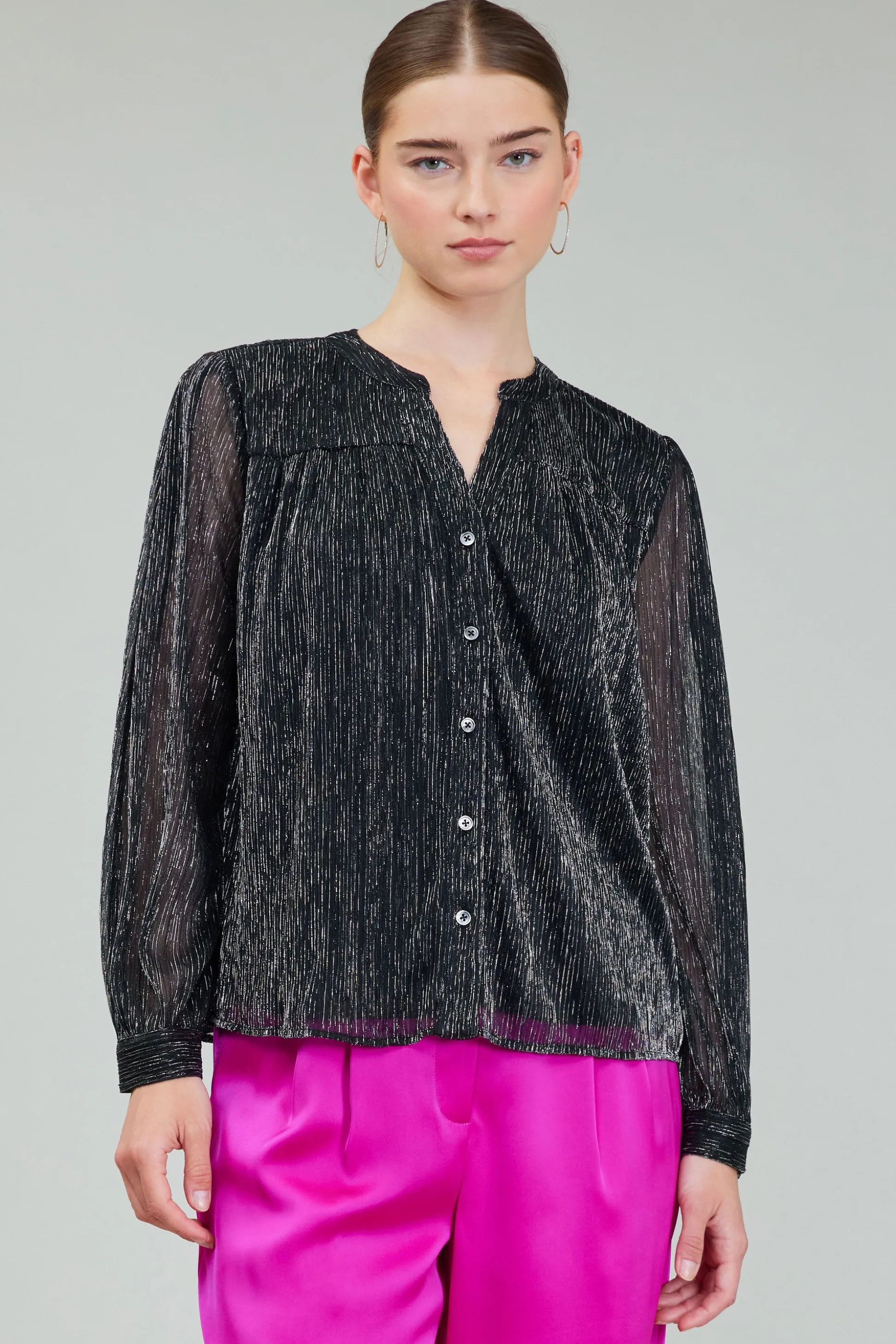 Lurex Buttonup Blouse<Current Air Discount