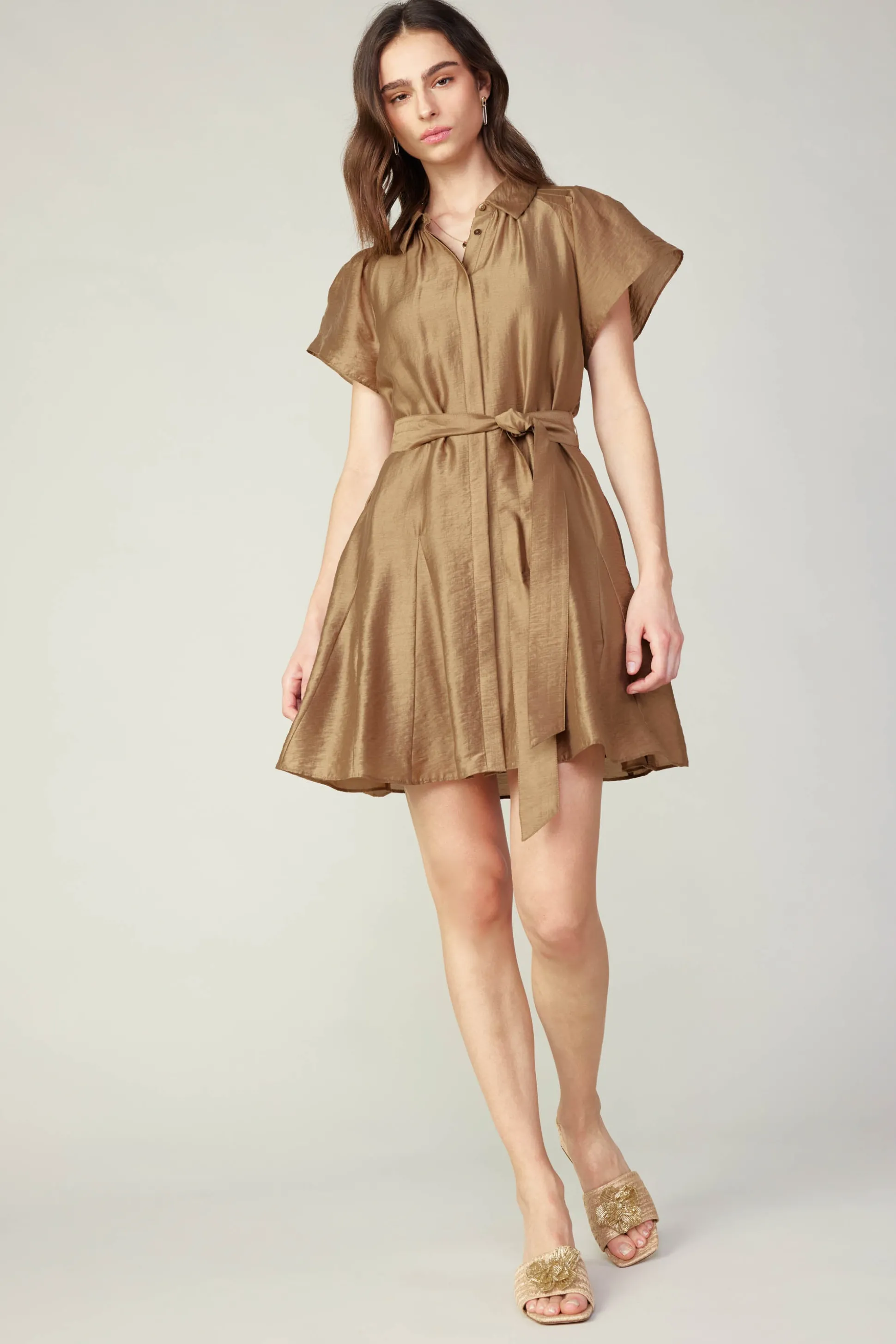Belted Godet Mini Dress<Current Air New