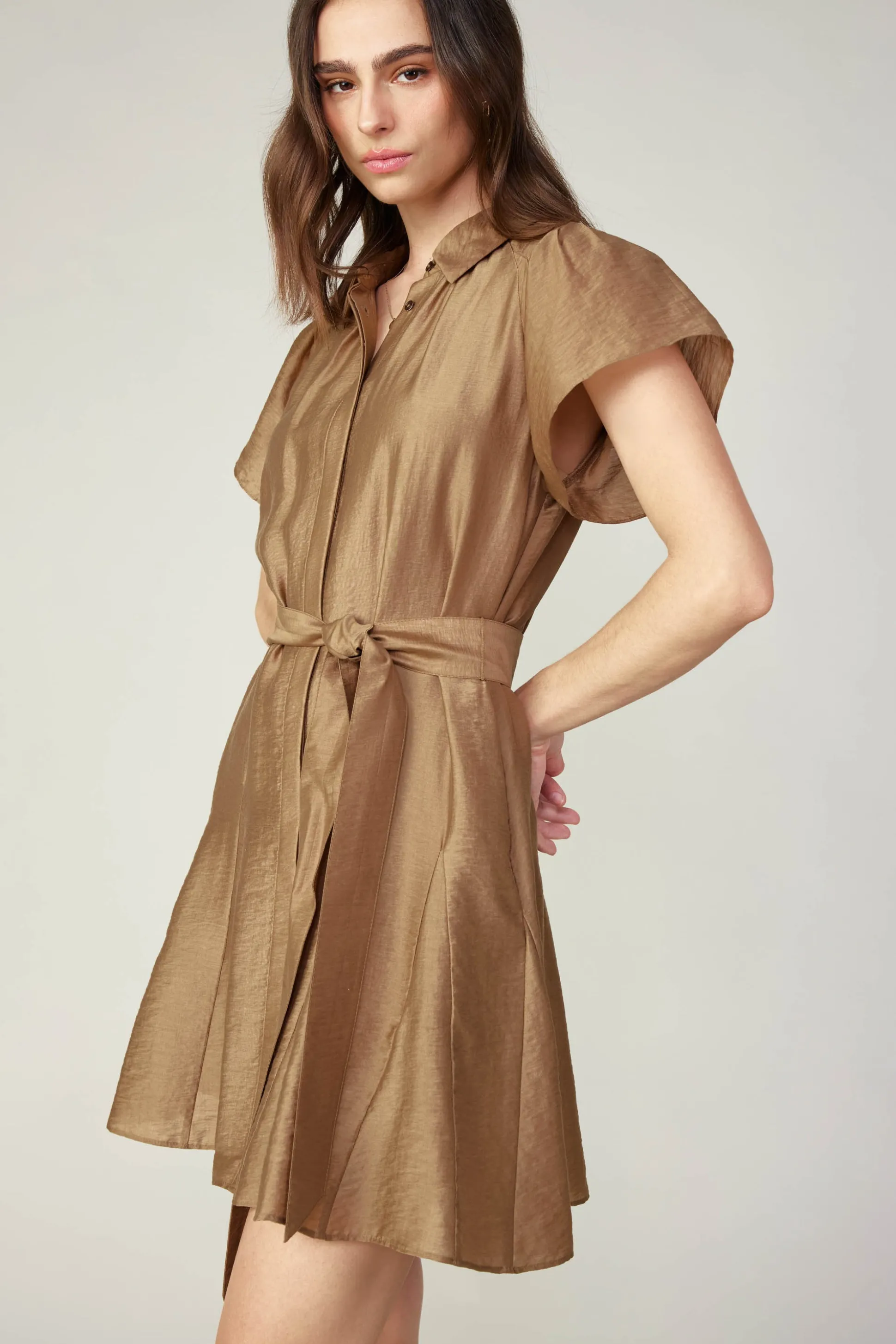 Belted Godet Mini Dress<Current Air New