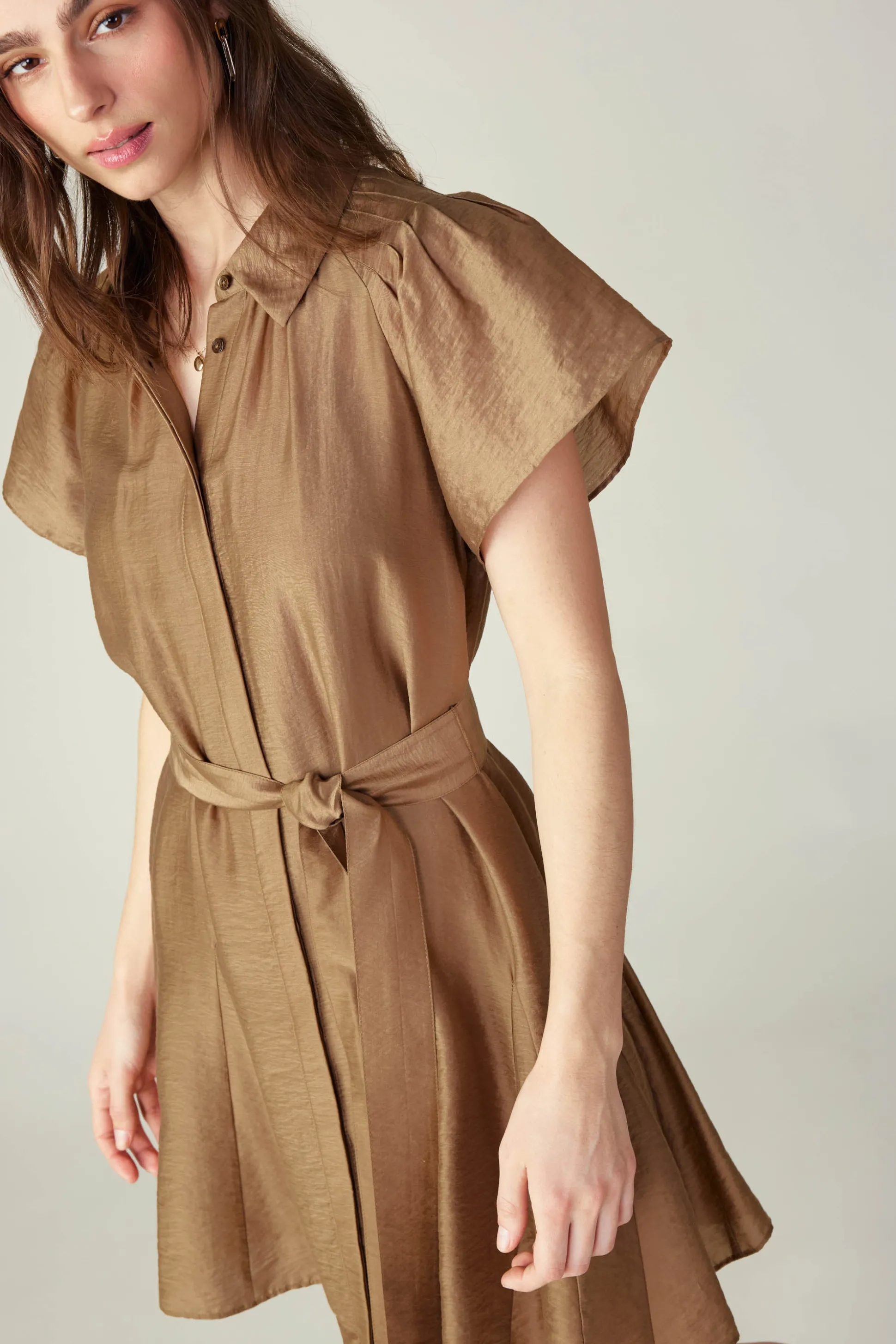 Belted Godet Mini Dress<Current Air New