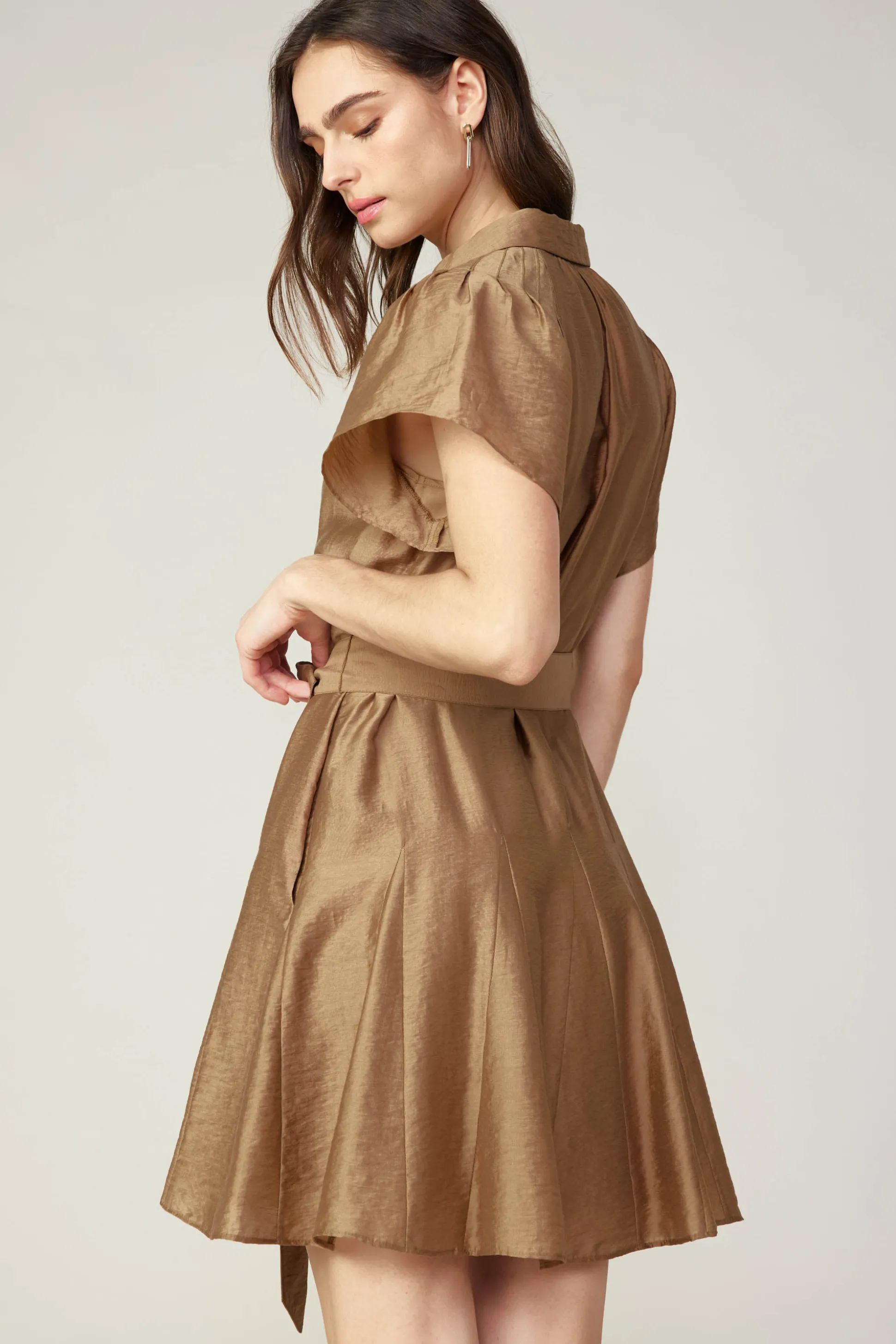Belted Godet Mini Dress<Current Air New