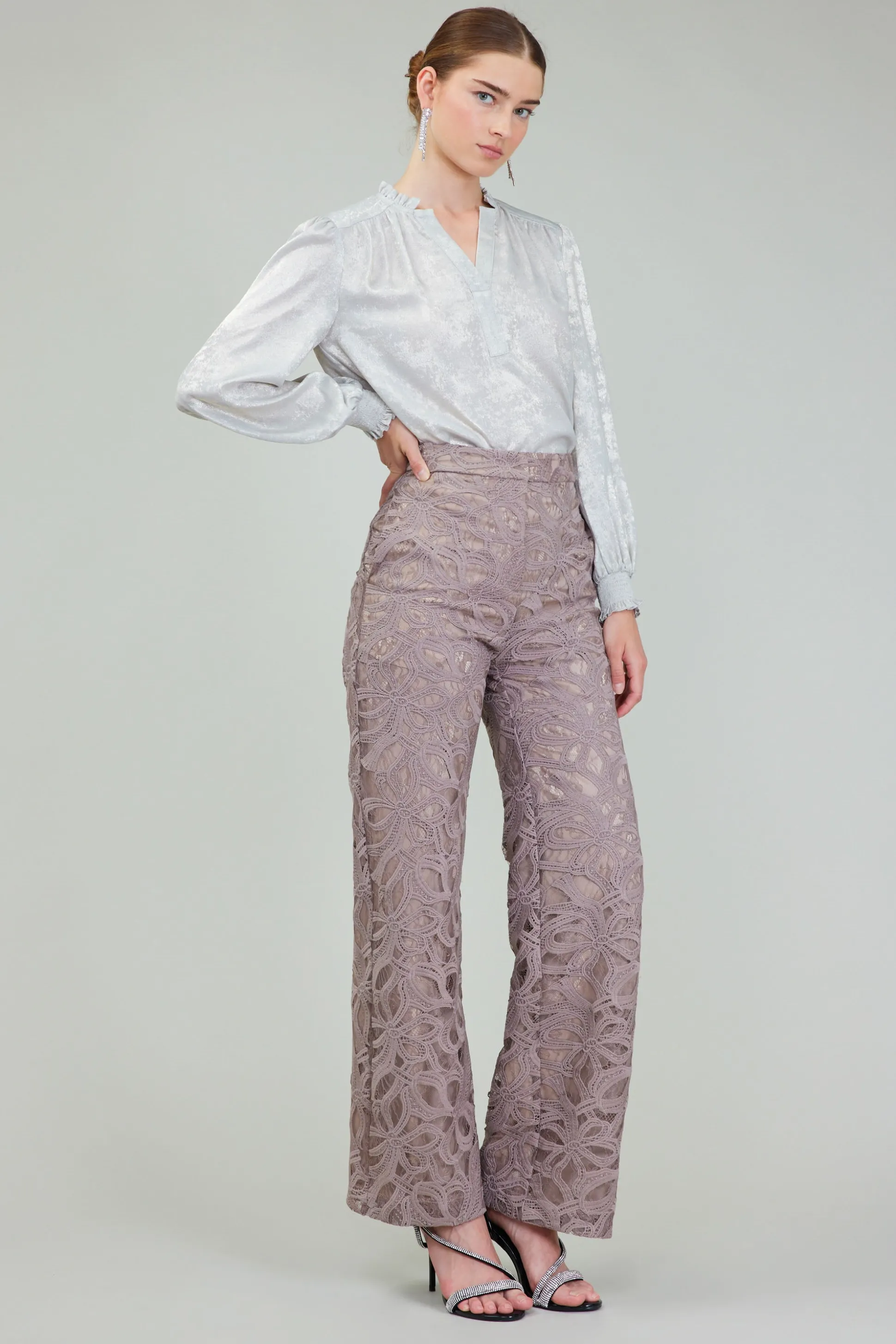 Lace Straight Pant<Current Air Fashion