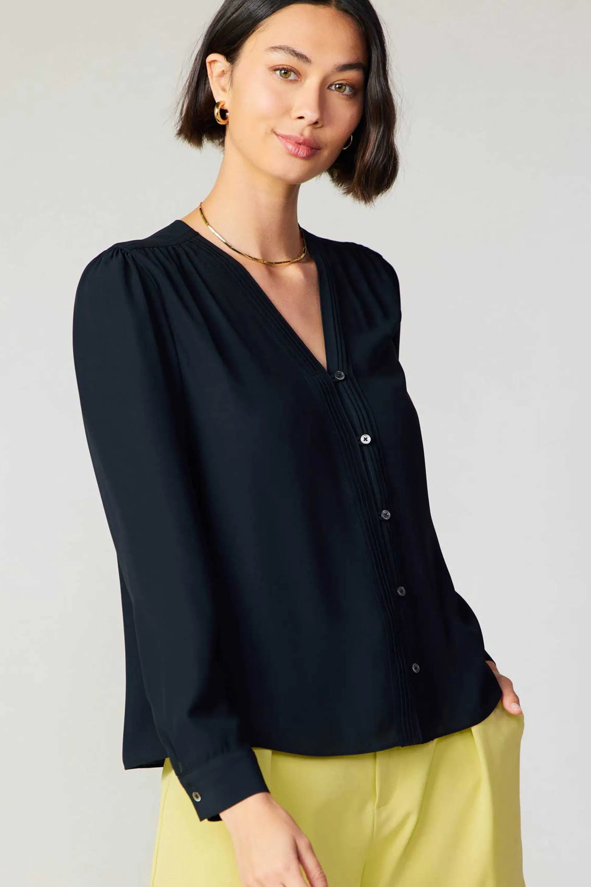 Pleat Detail Buttondown Shirt<Current Air Online