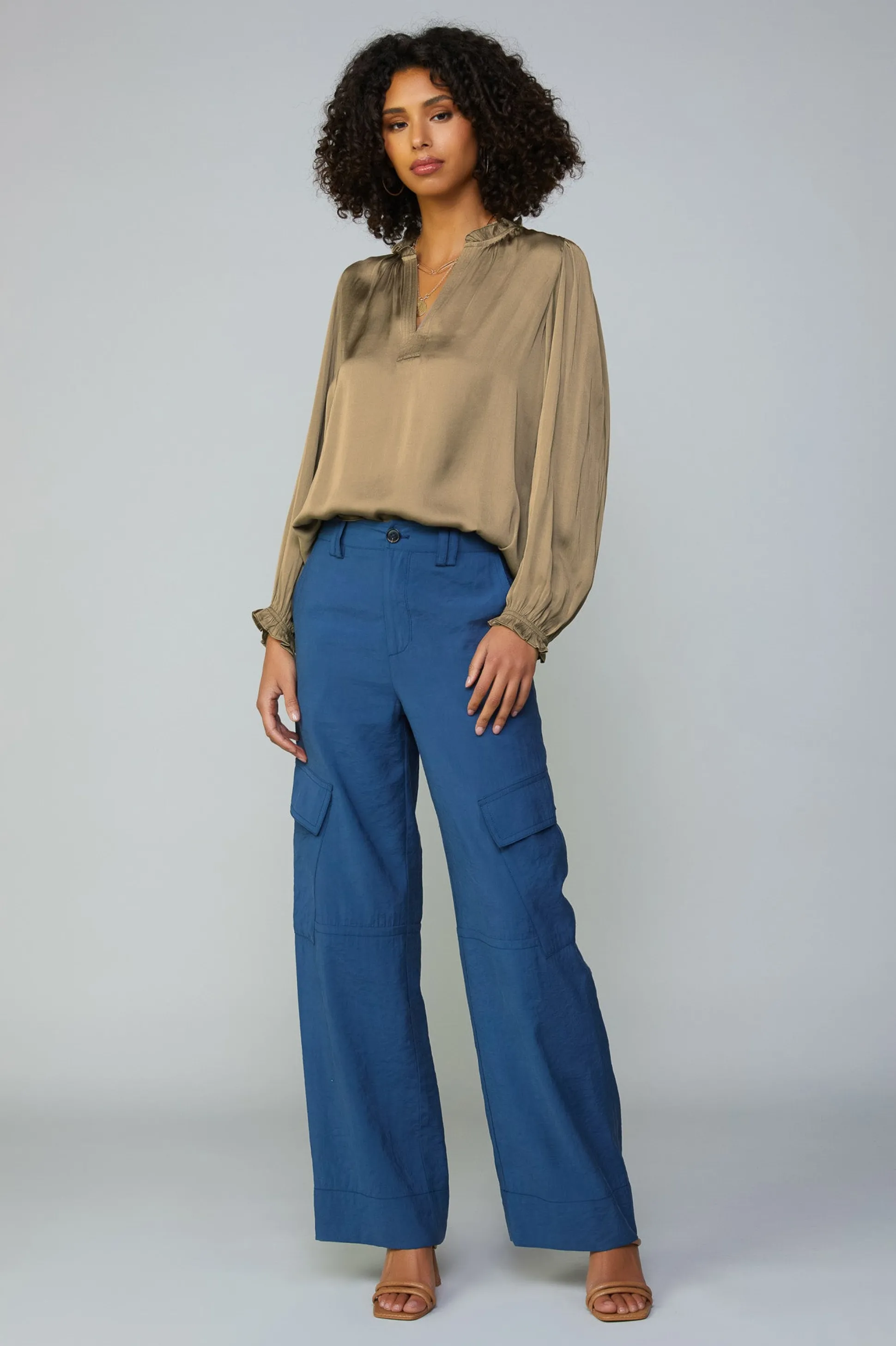 Top Stitch Placket Blouse<Current Air Outlet