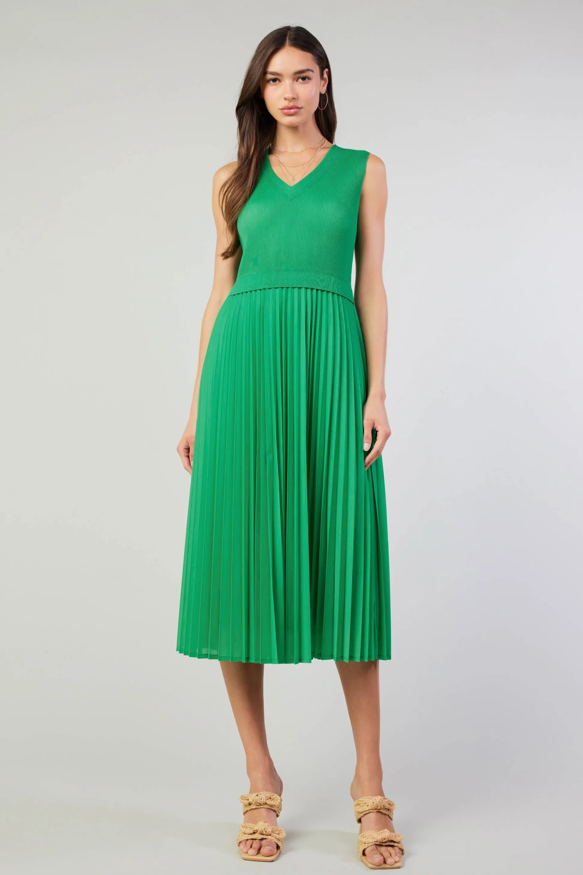 Cari Ribbed Contrast Pleated Dress<Current Air Clearance
