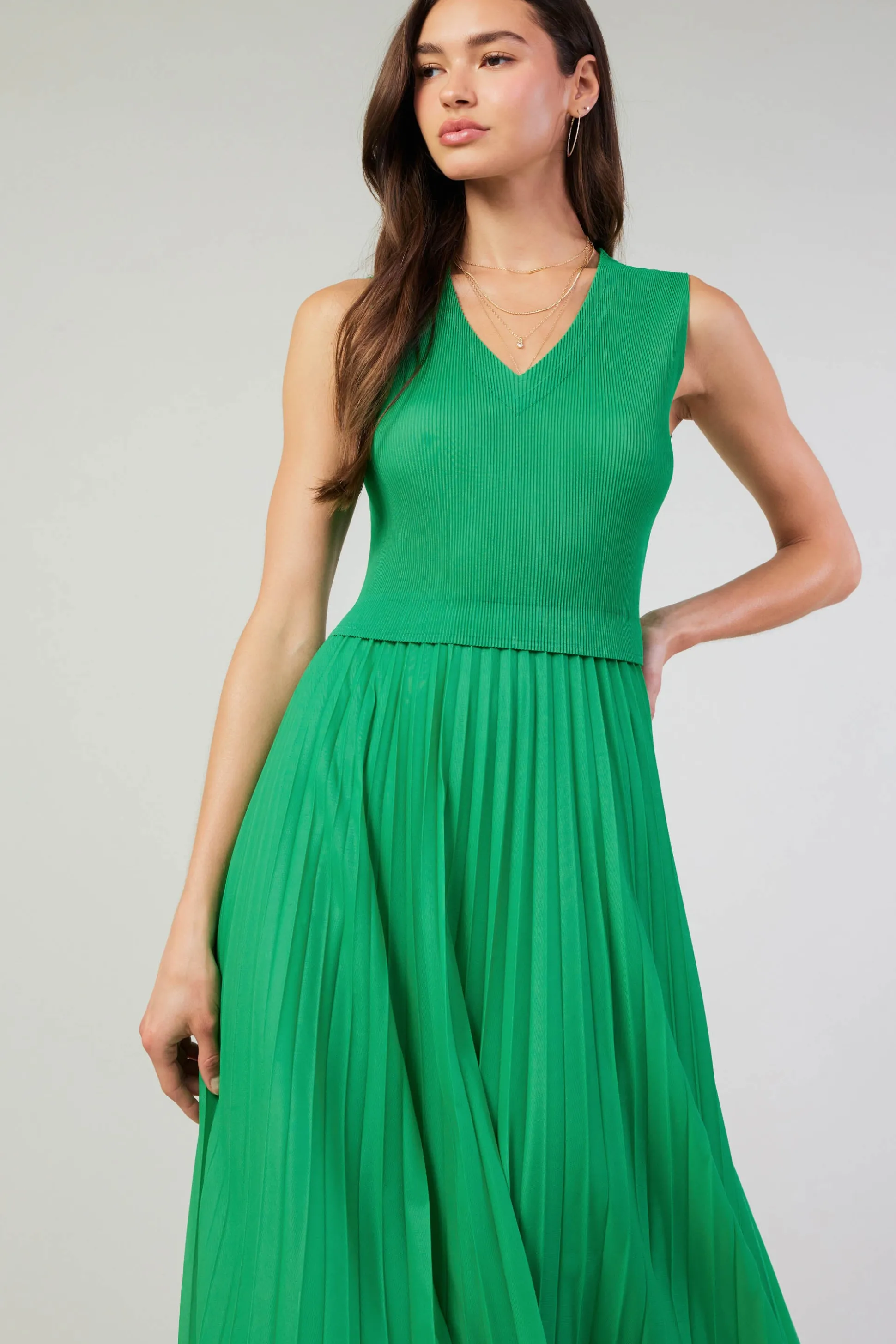 Cari Ribbed Contrast Pleated Dress<Current Air Clearance