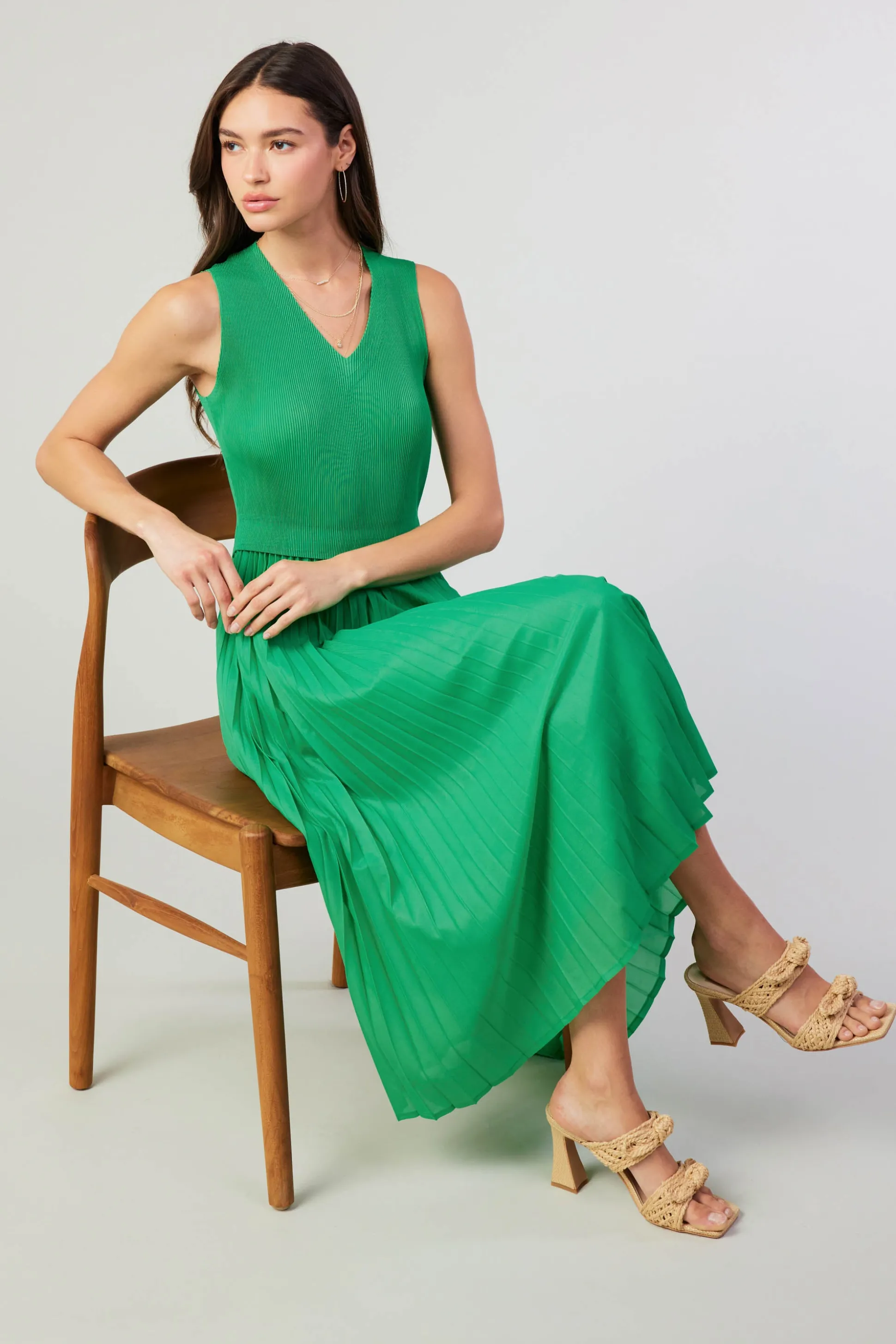Cari Ribbed Contrast Pleated Dress<Current Air Clearance
