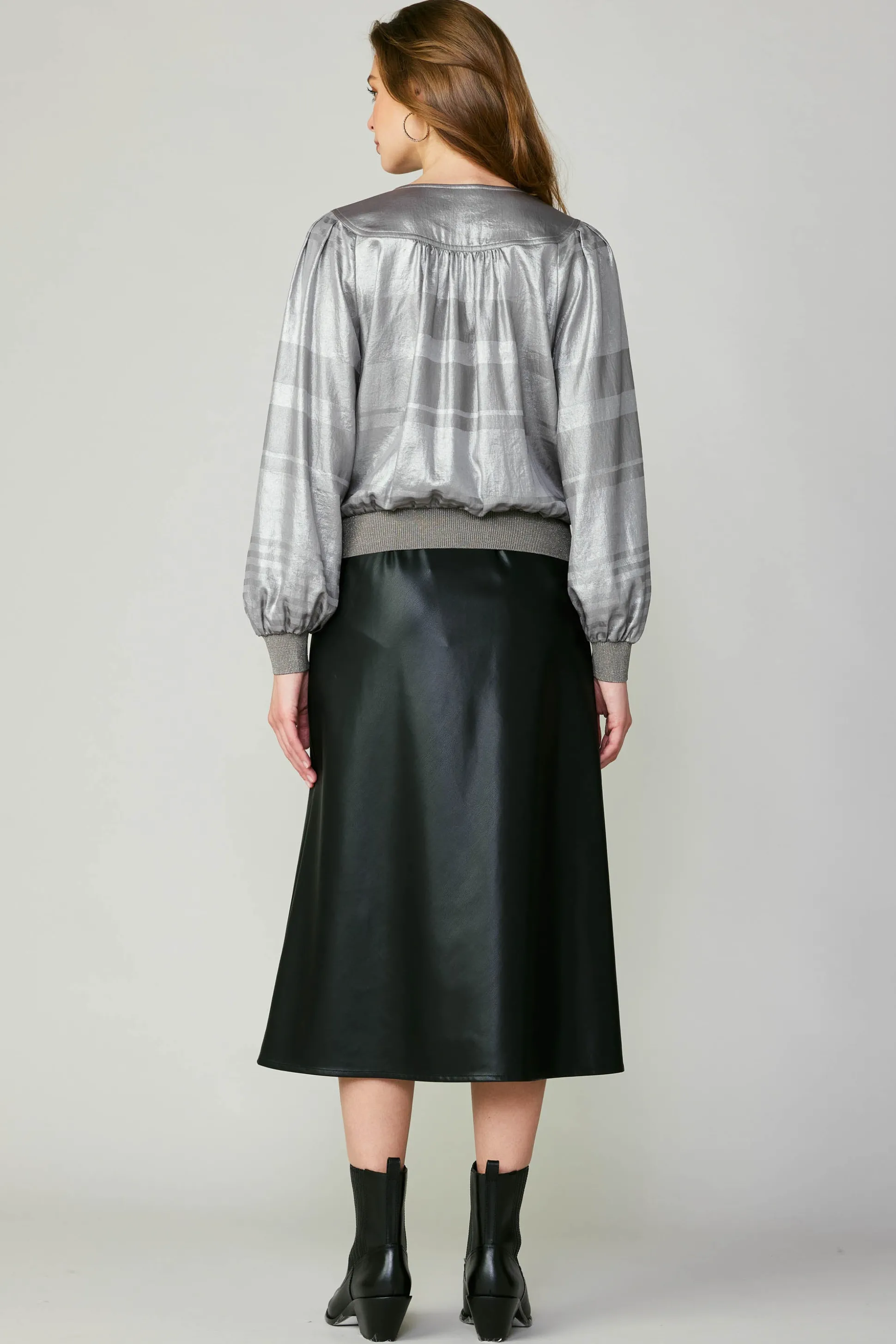 Metallic Surplice Blouse<Current Air Sale