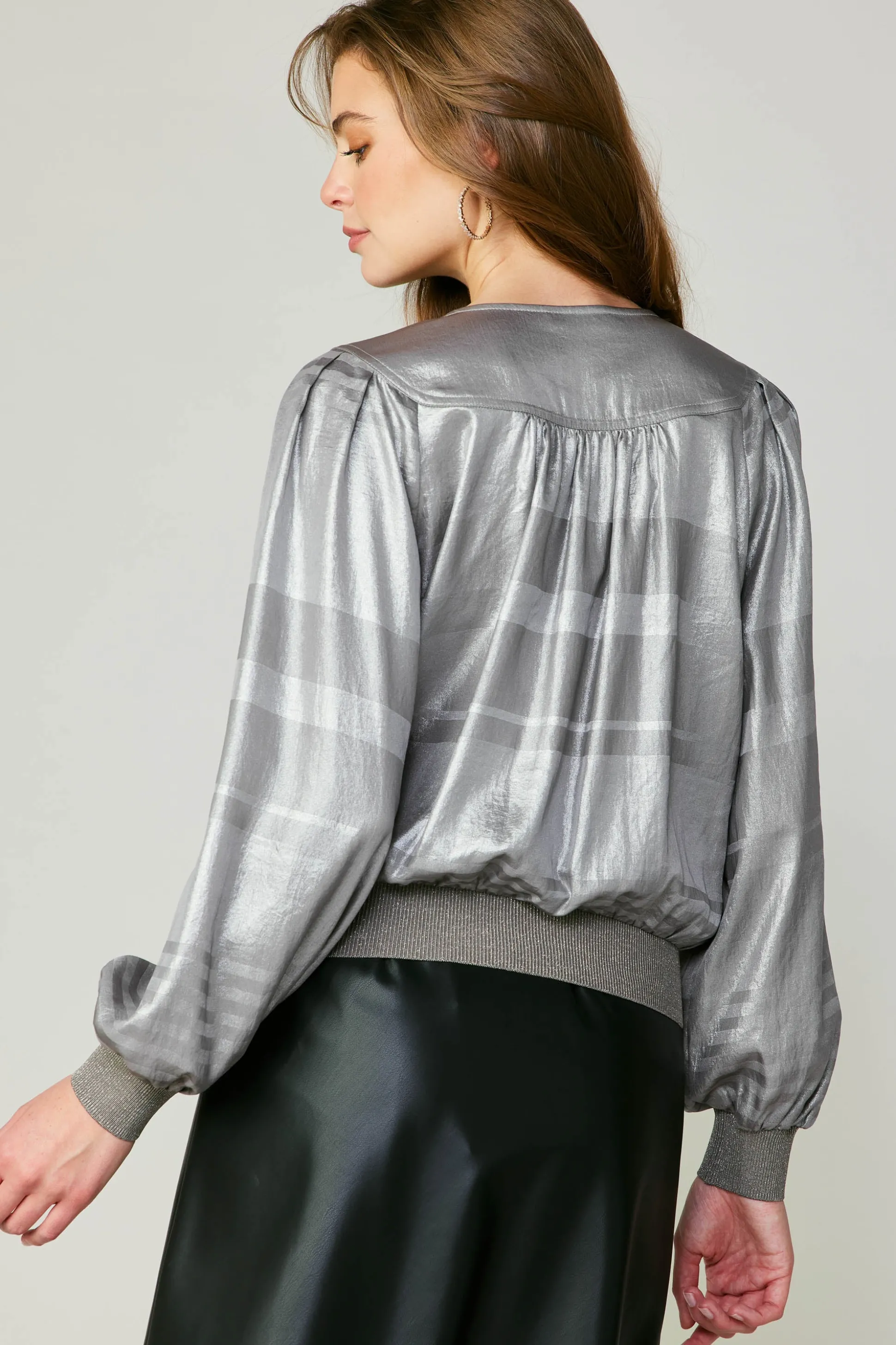 Metallic Surplice Blouse<Current Air Sale