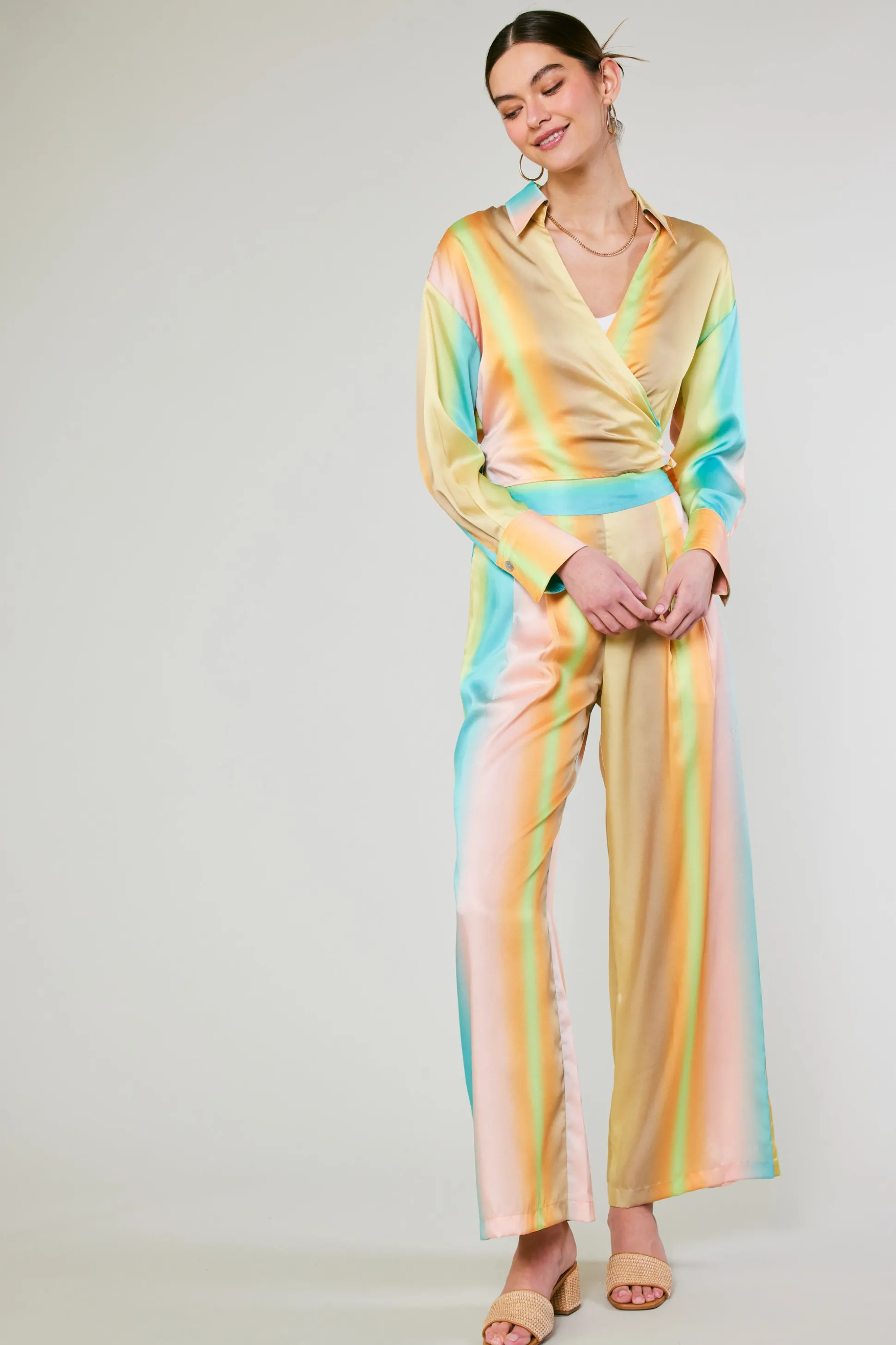 Prismatic Gradient Front Tie Shirt<Current Air Best