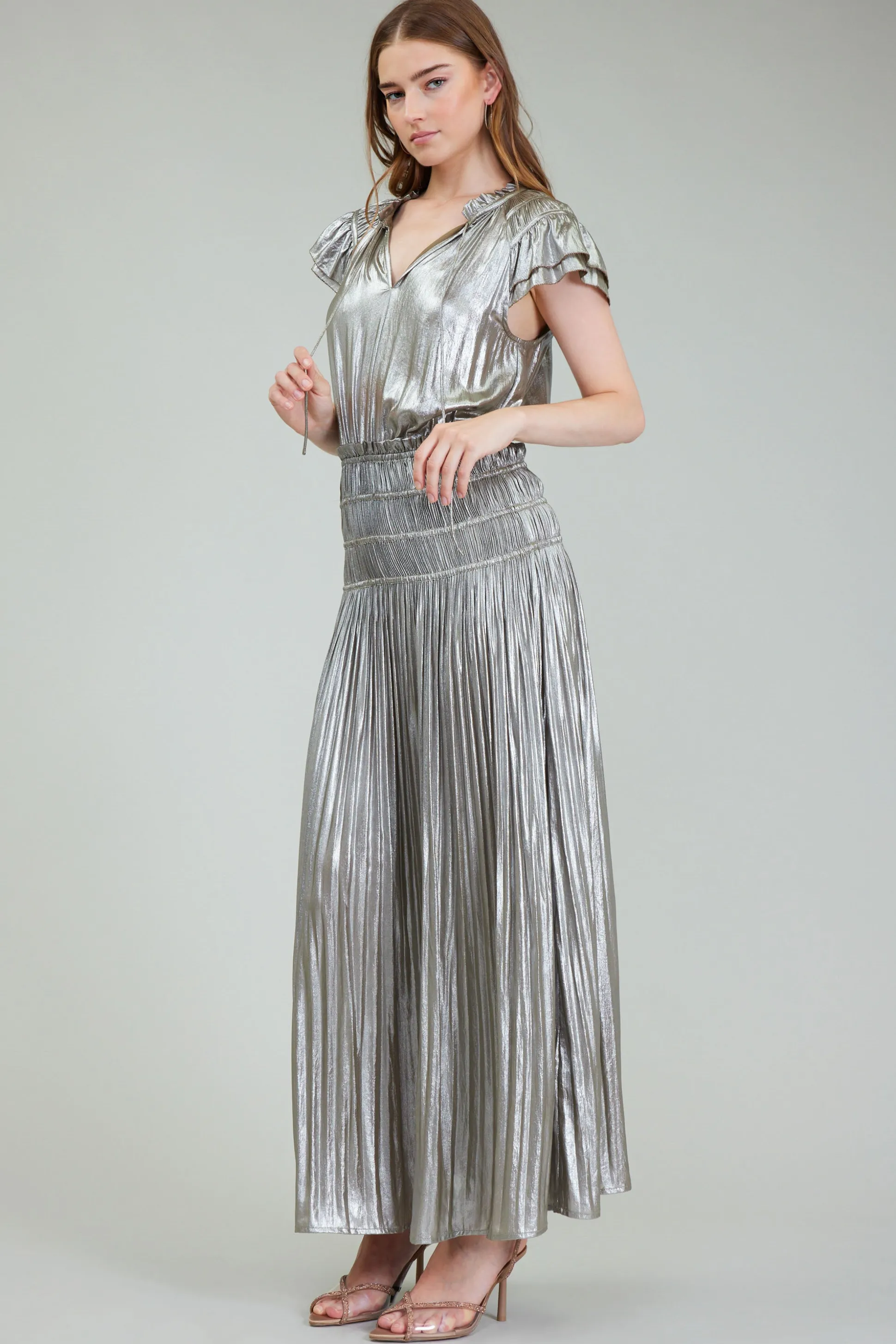 Metallic Maxi Dress<Current Air Discount