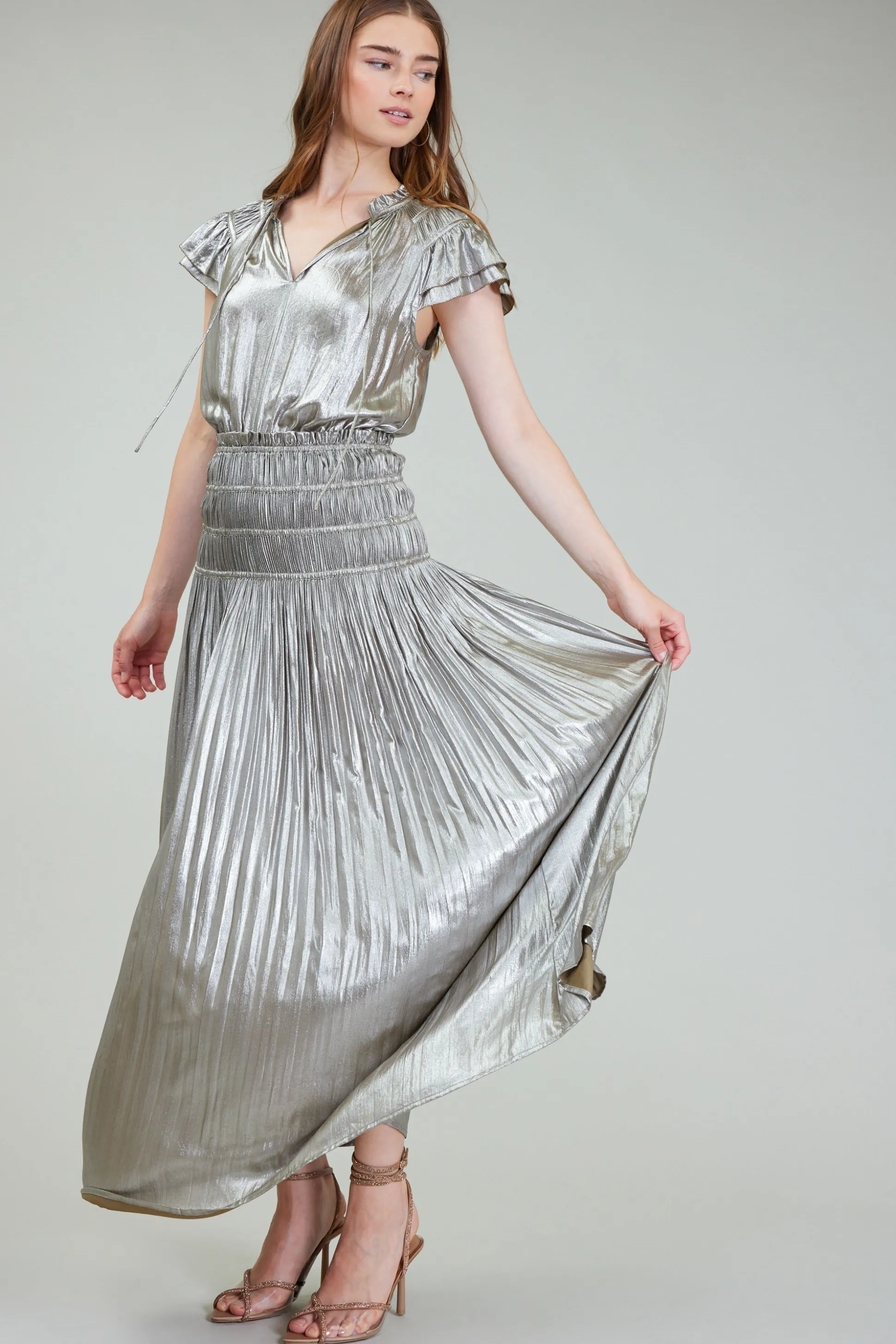 Metallic Maxi Dress<Current Air Discount
