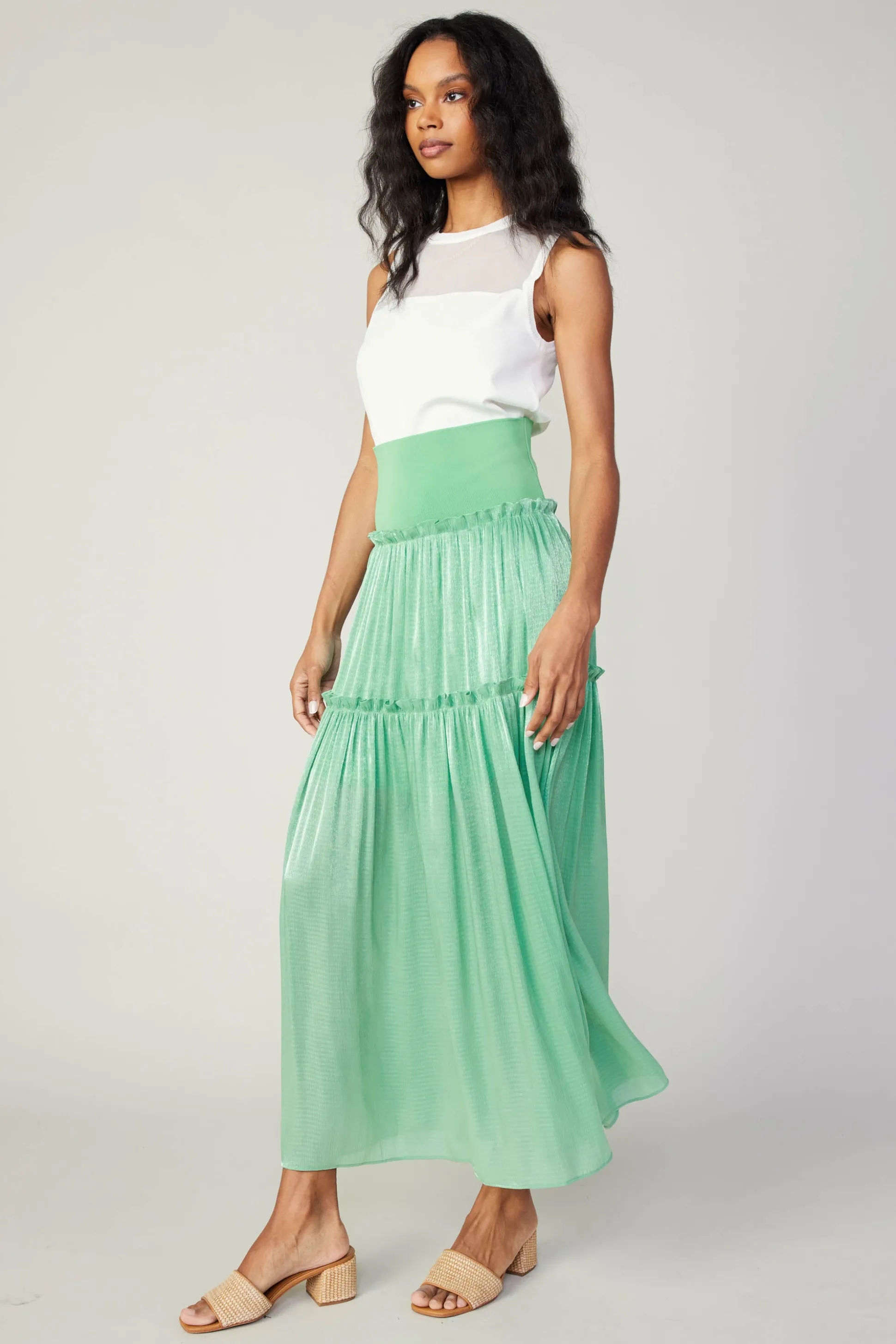 Satin Weave Maxi Skirt<Current Air Sale