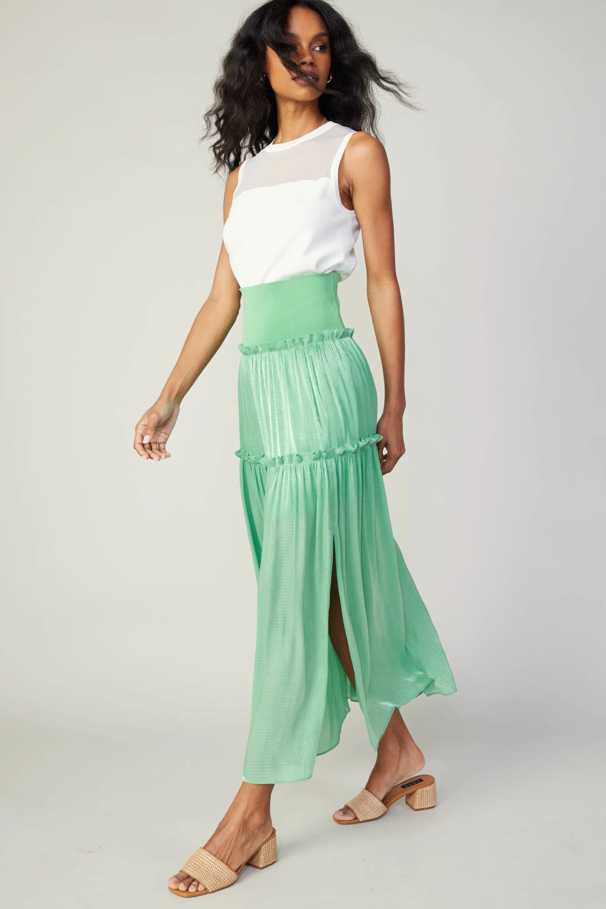 Satin Weave Maxi Skirt<Current Air Sale
