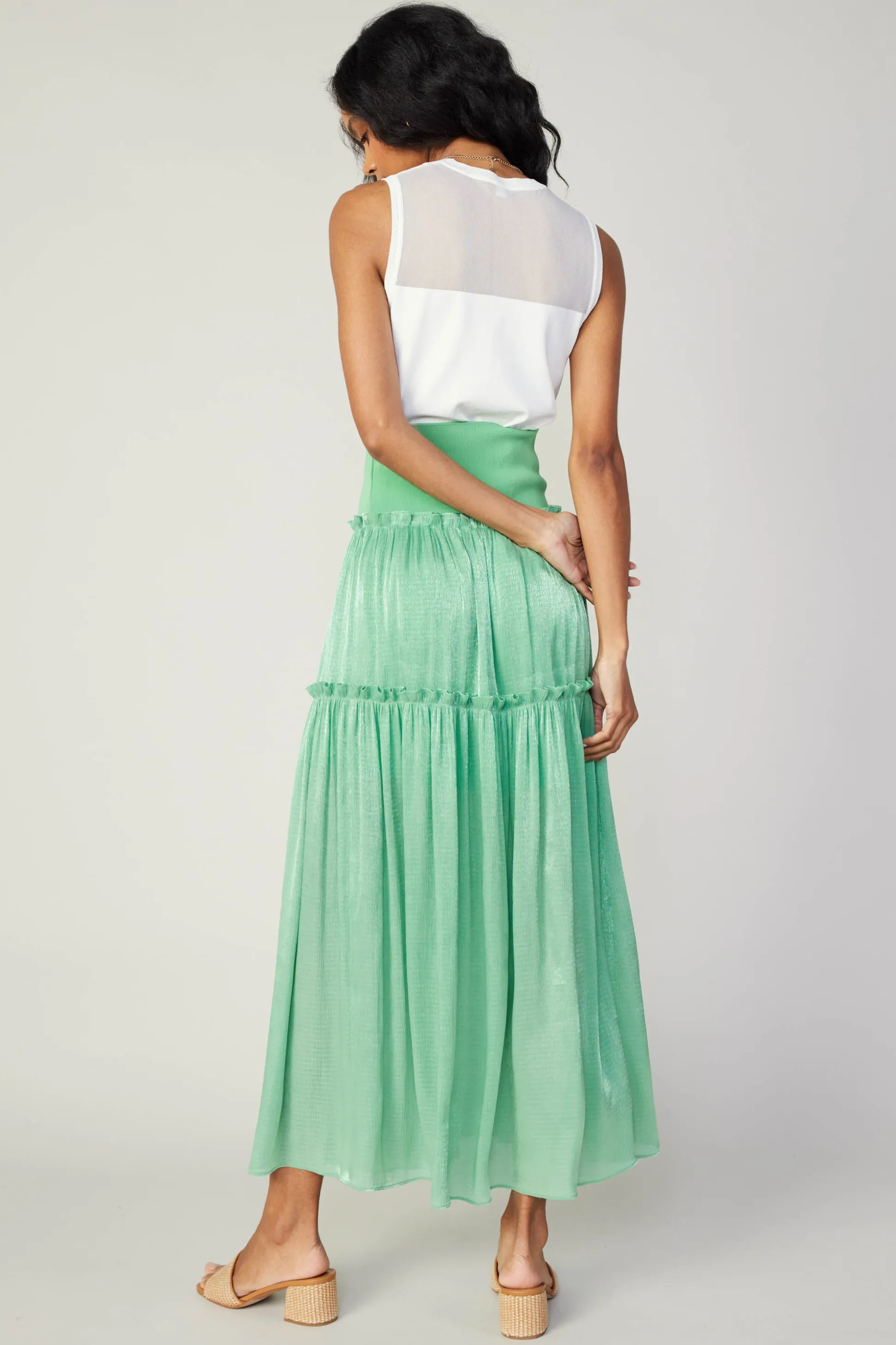 Satin Weave Maxi Skirt<Current Air Sale