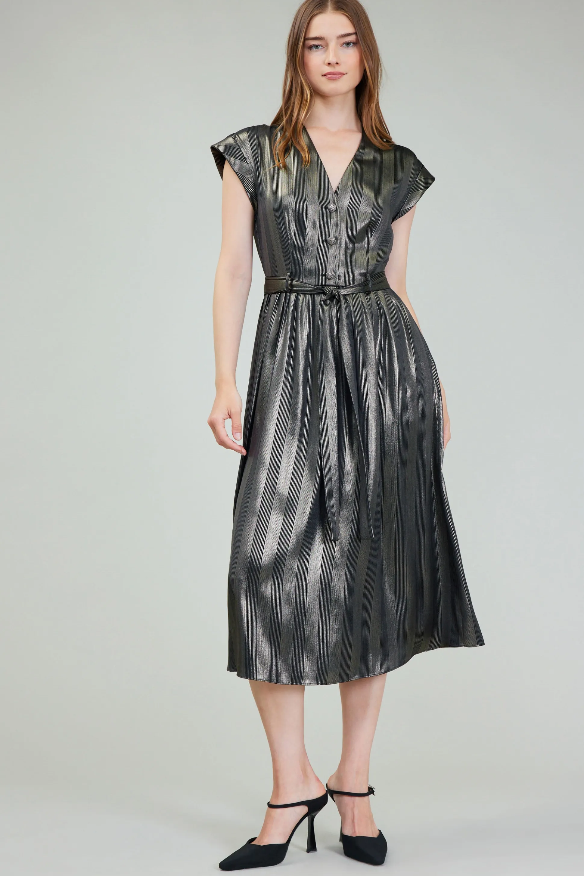 Glimmer Striped Midi Dress<Current Air Fashion