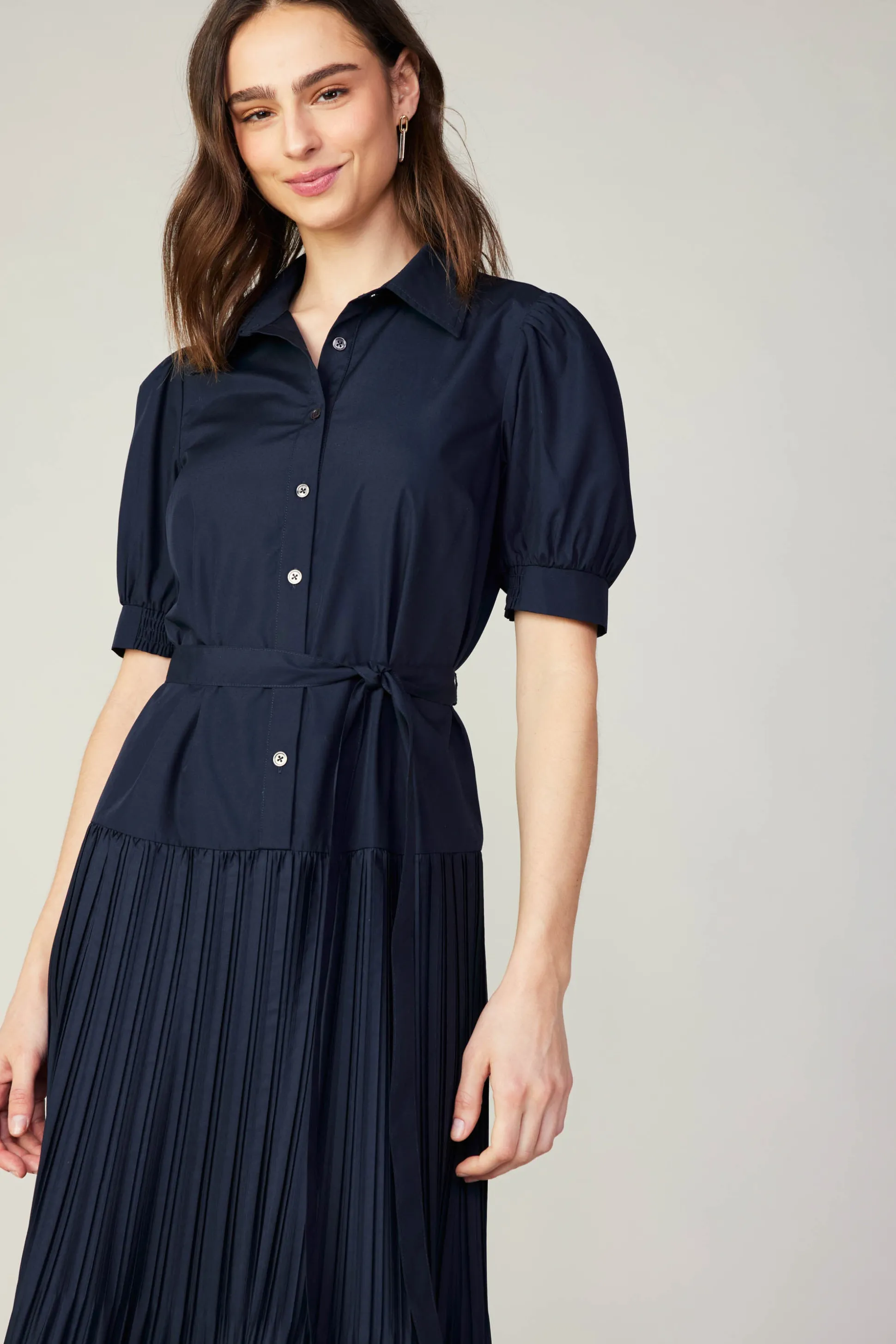 Pleated Eyelet Midi Dress<Current Air Outlet