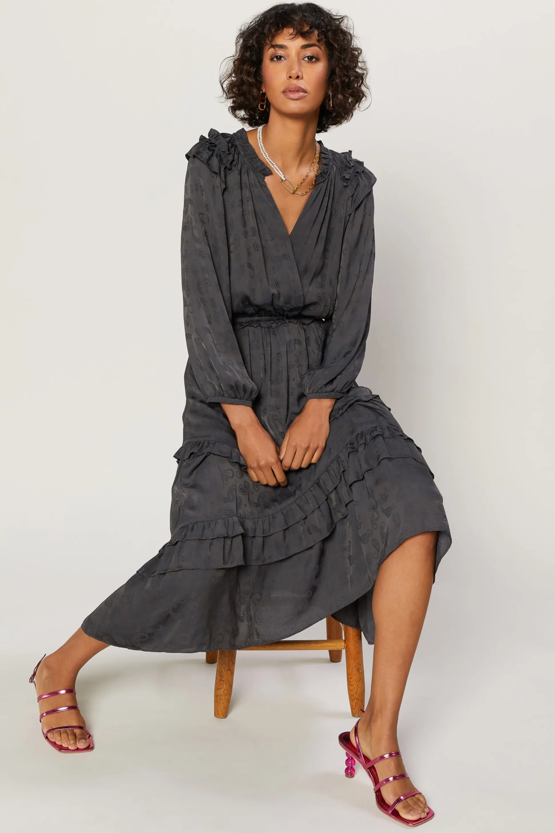 Tiered Skirt Midi Dress<Current Air Hot