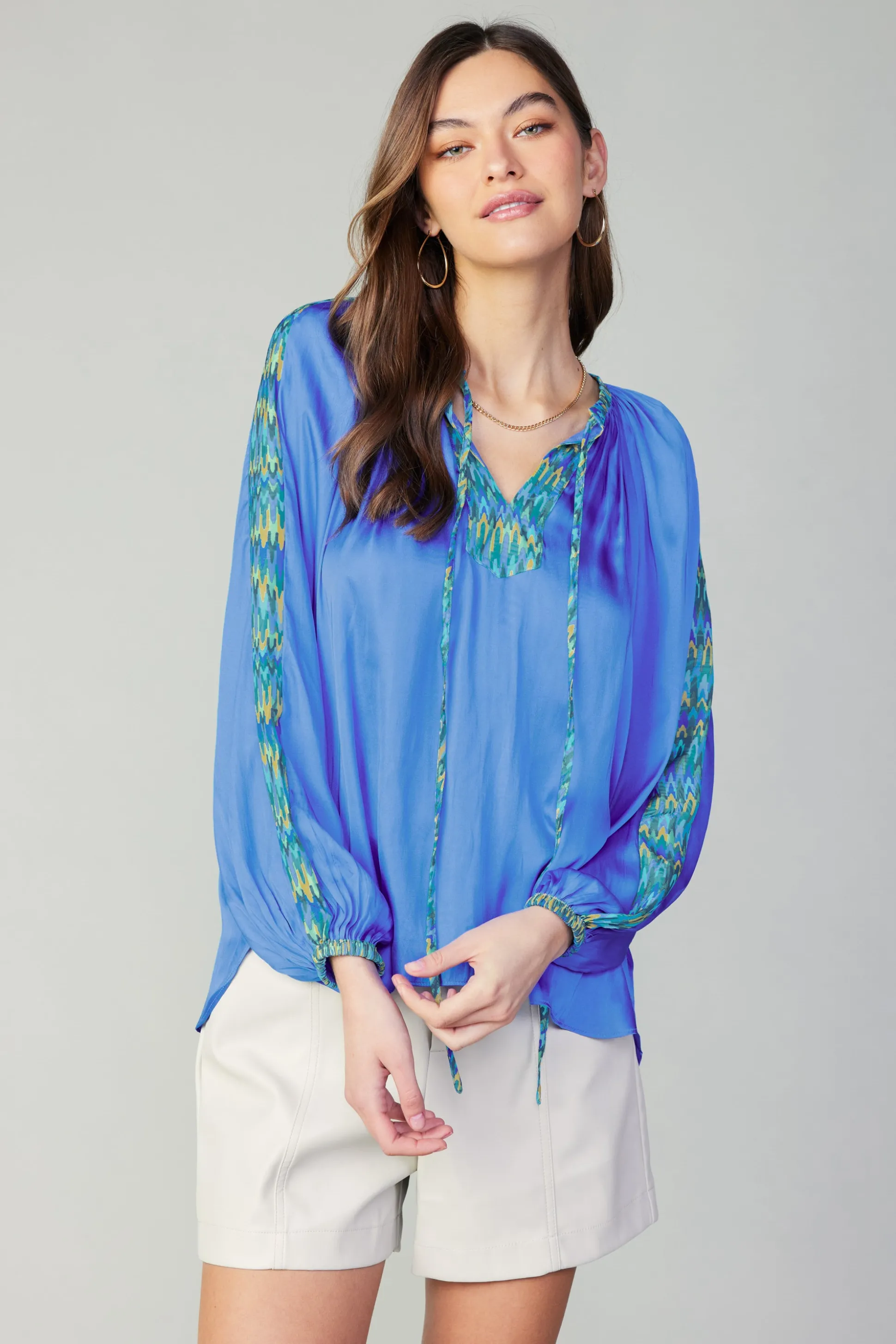 Geometric Patterned Blouse<Current Air New