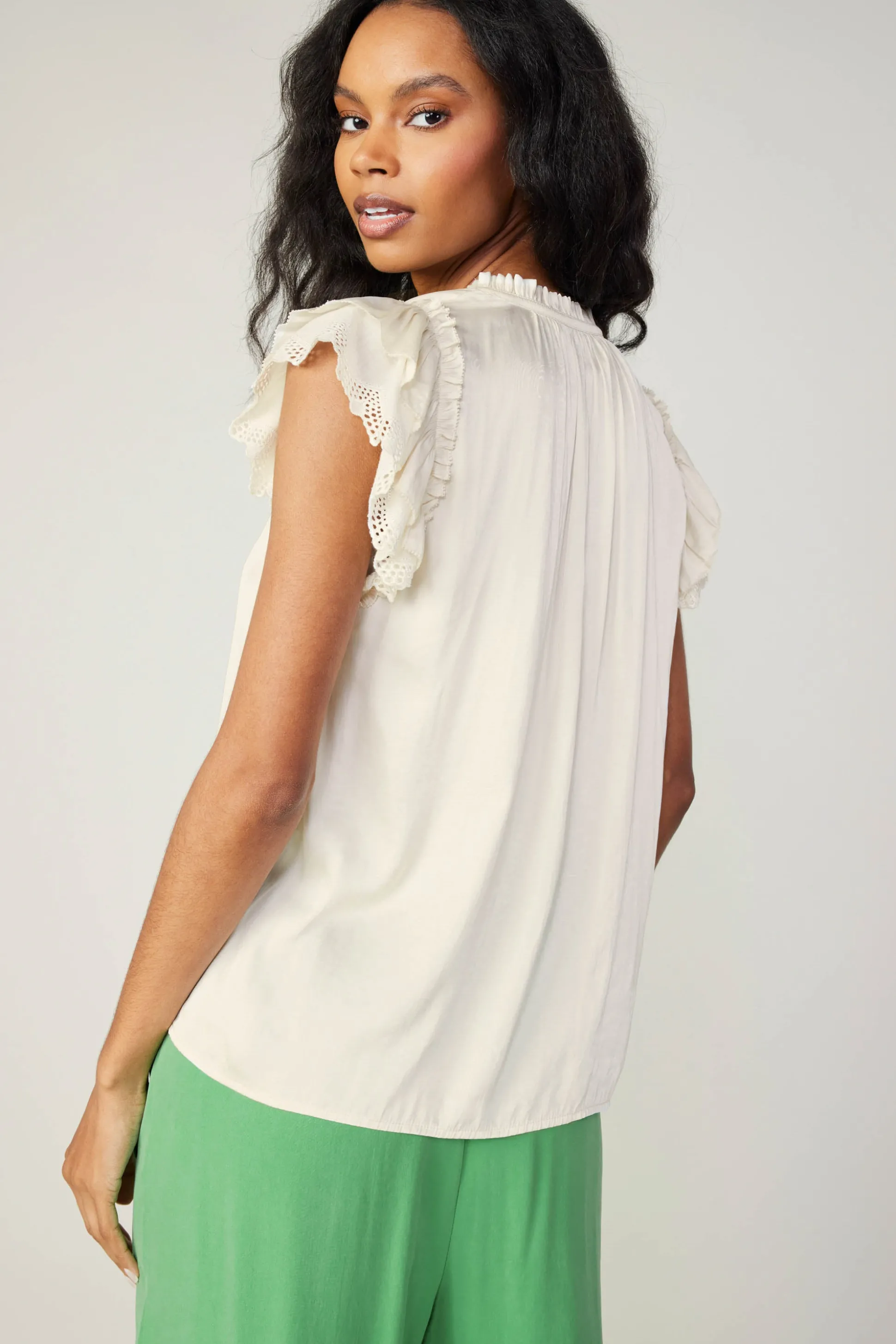 Lace Flutter Sleeve Blouse<Current Air Sale