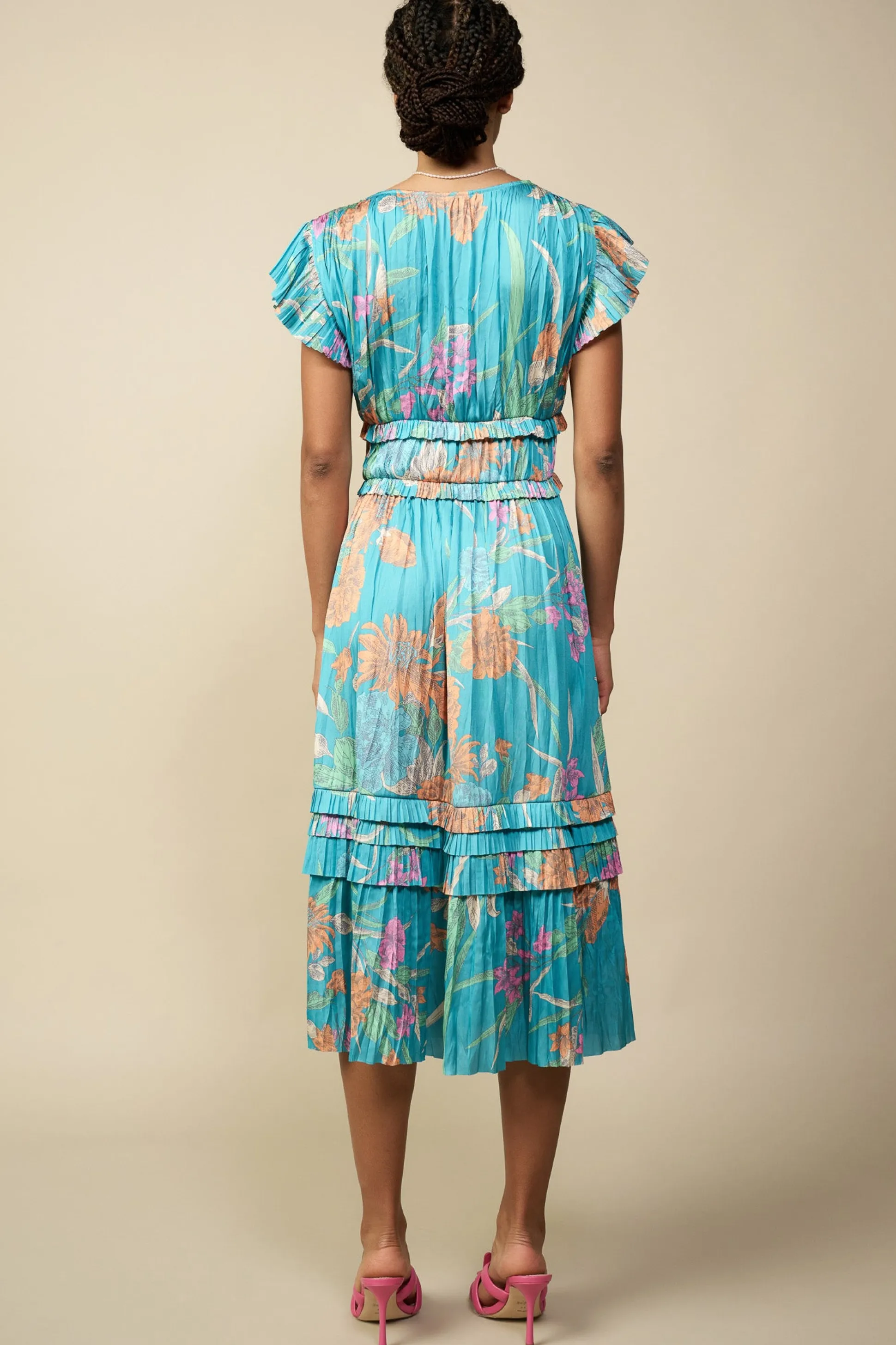 Sereia Botanical Motif Midi Dress<Current Air Best
