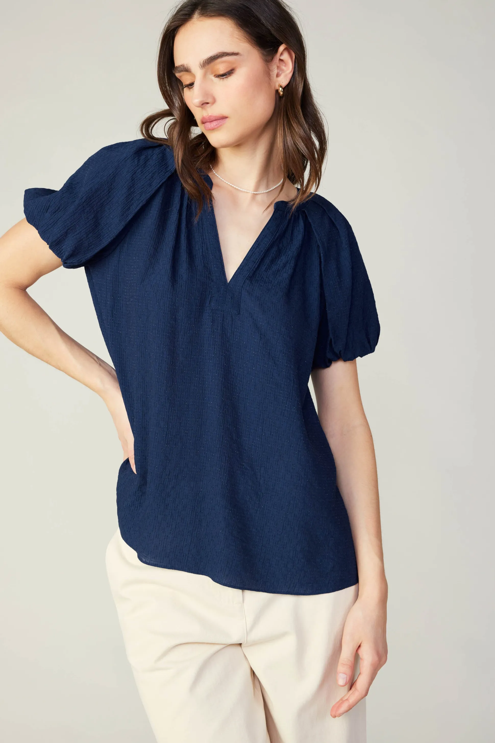 Split Neckline Top<Current Air Online