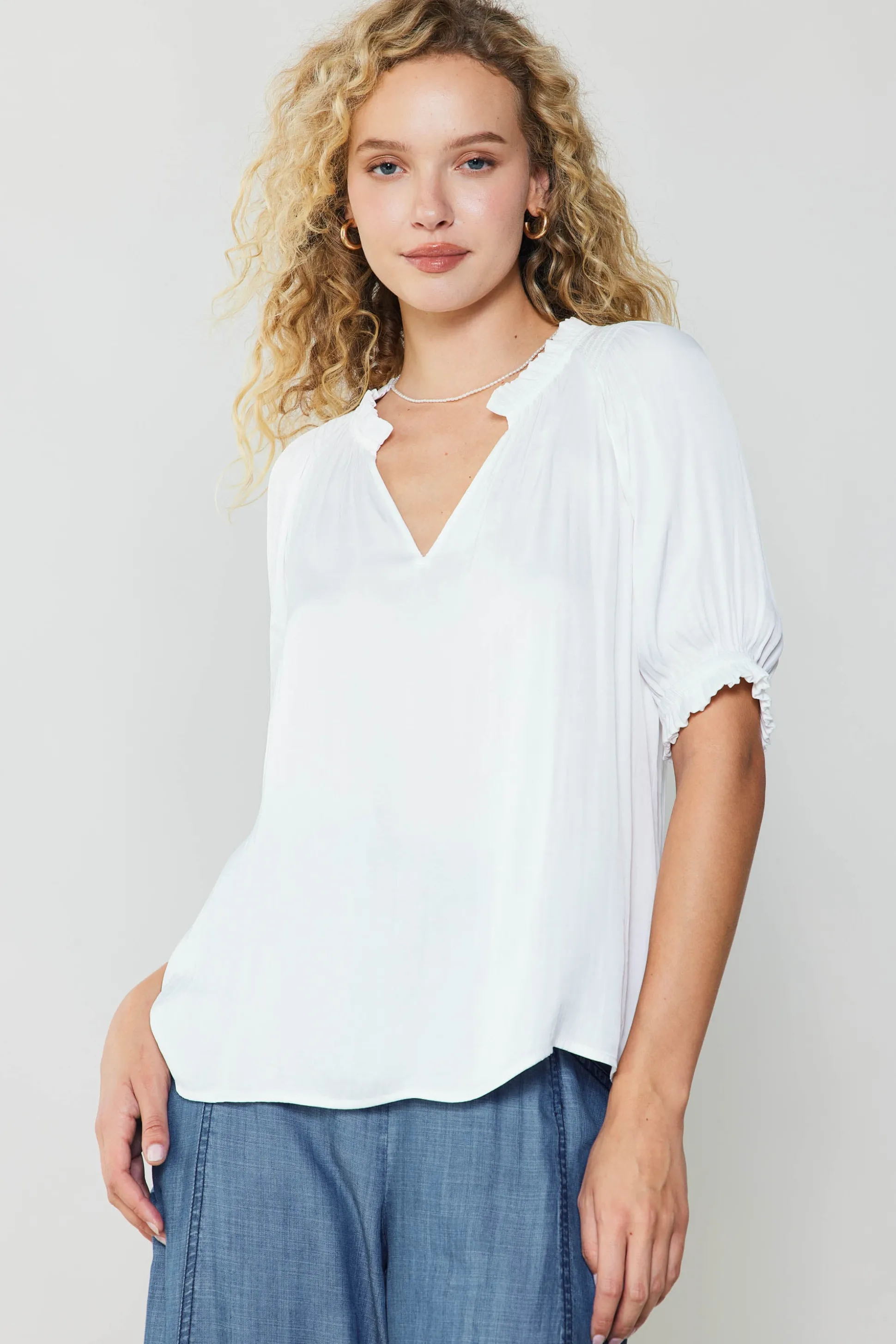 Ruffled Cuff Blouse<Current Air Hot
