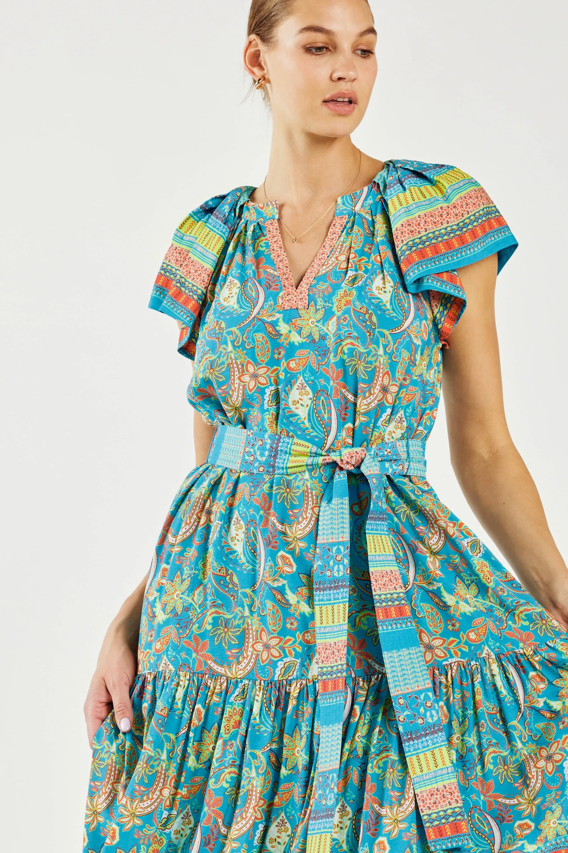 Paisley Border Print Midi Dress<Current Air Outlet