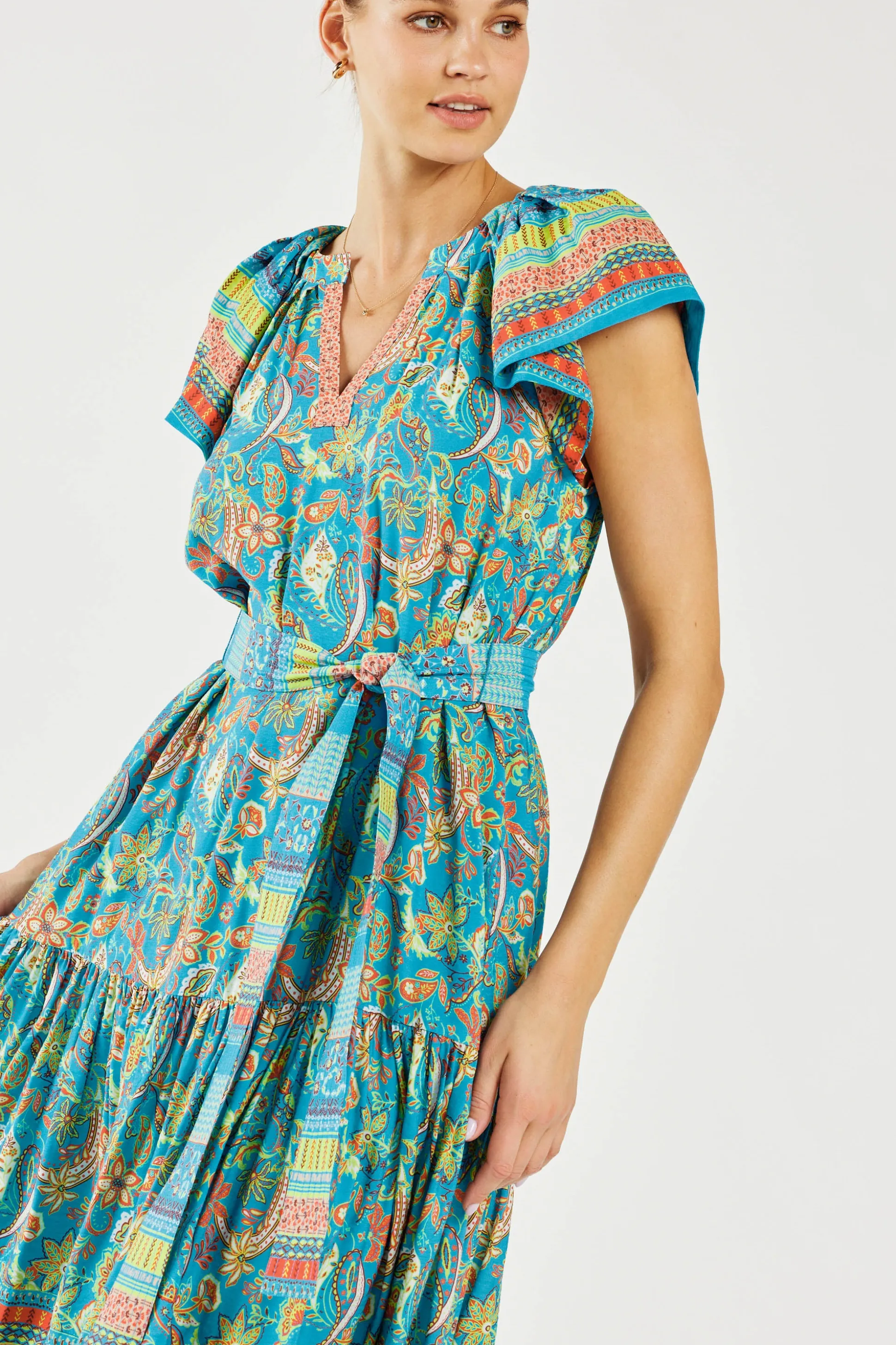 Paisley Border Print Midi Dress<Current Air Outlet