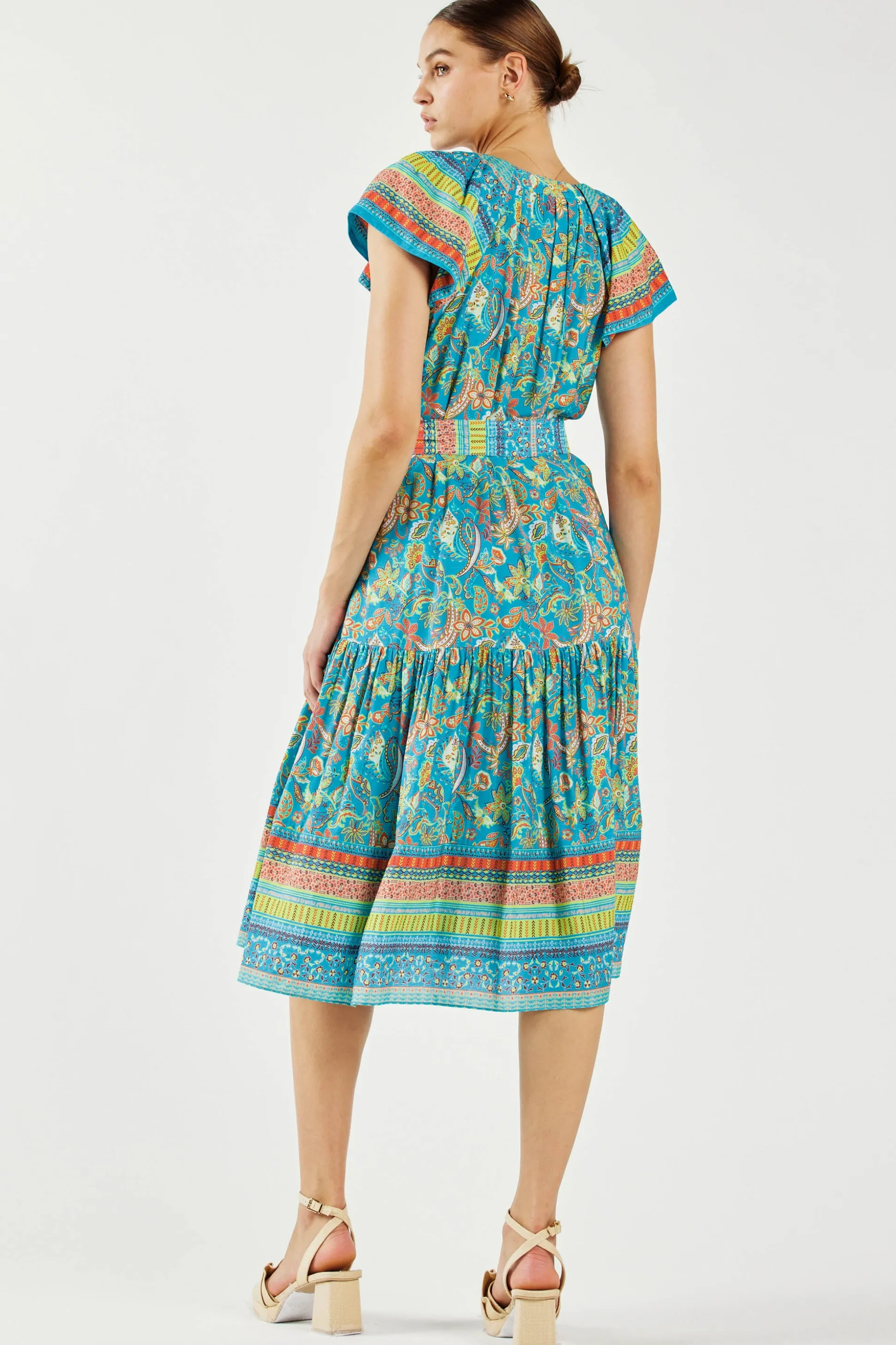 Paisley Border Print Midi Dress<Current Air Outlet