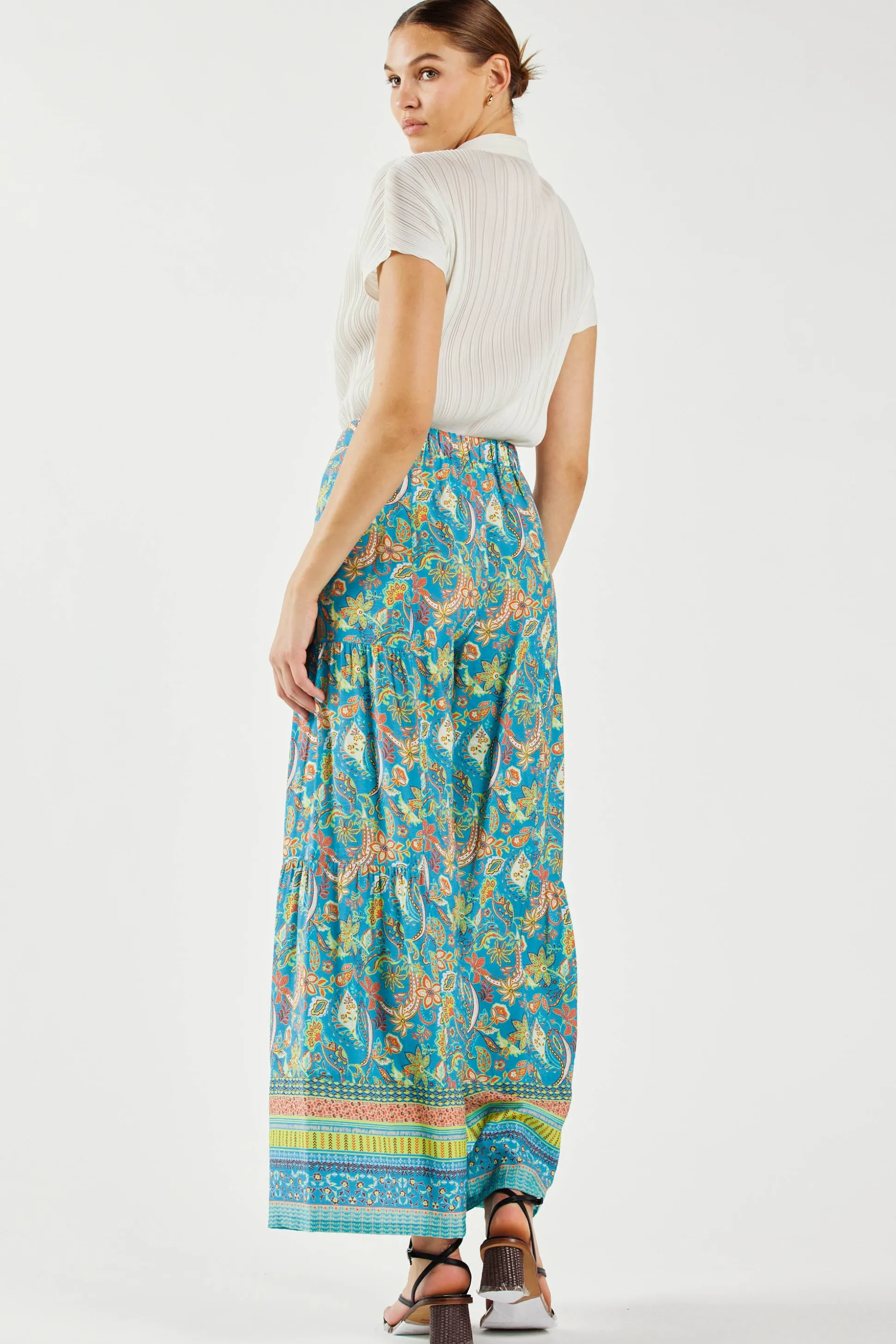 Paisley Printed Wide Leg Pants<Current Air Online