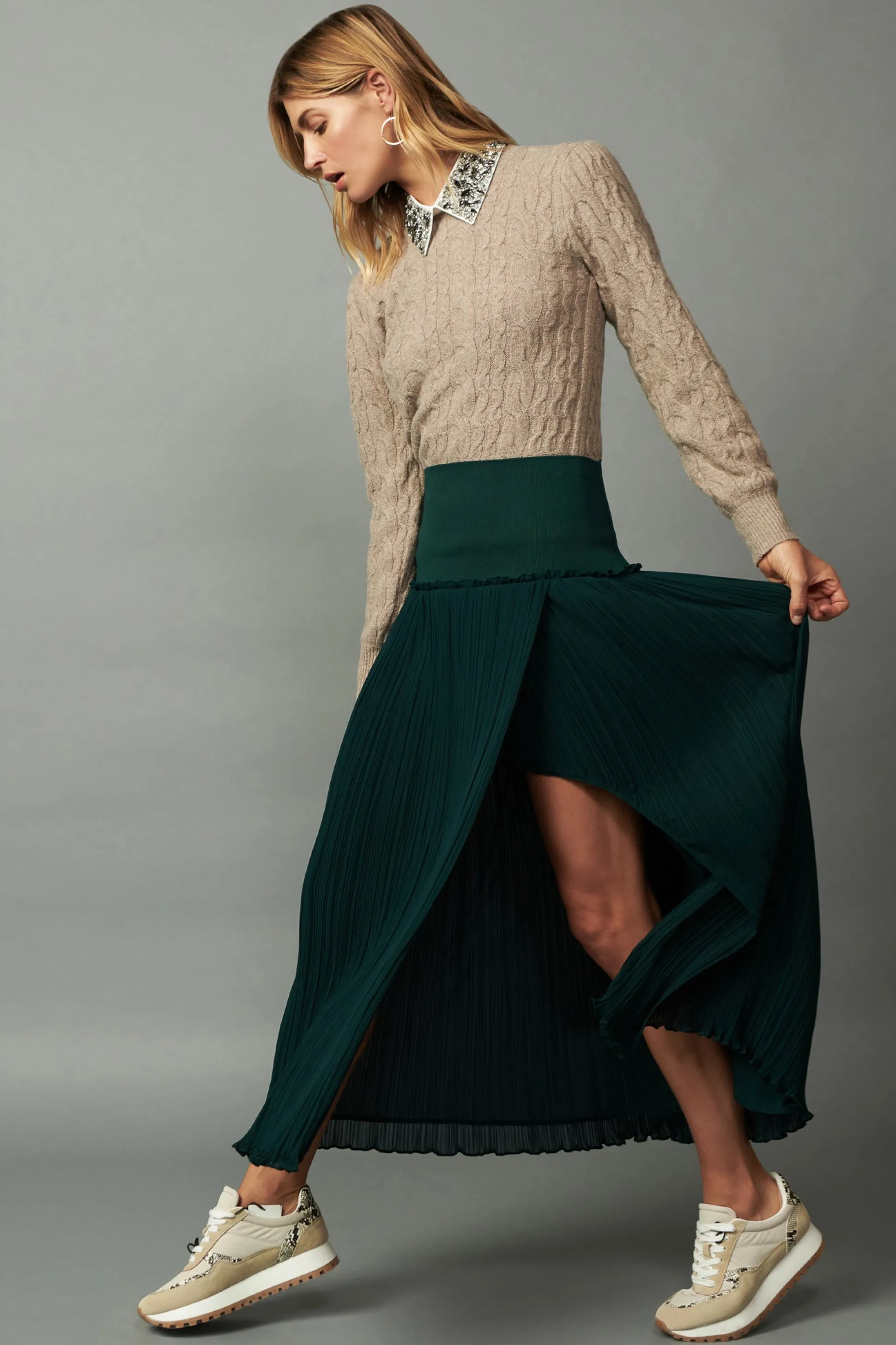 Ribbed Waist Midi Skirt<Current Air Best