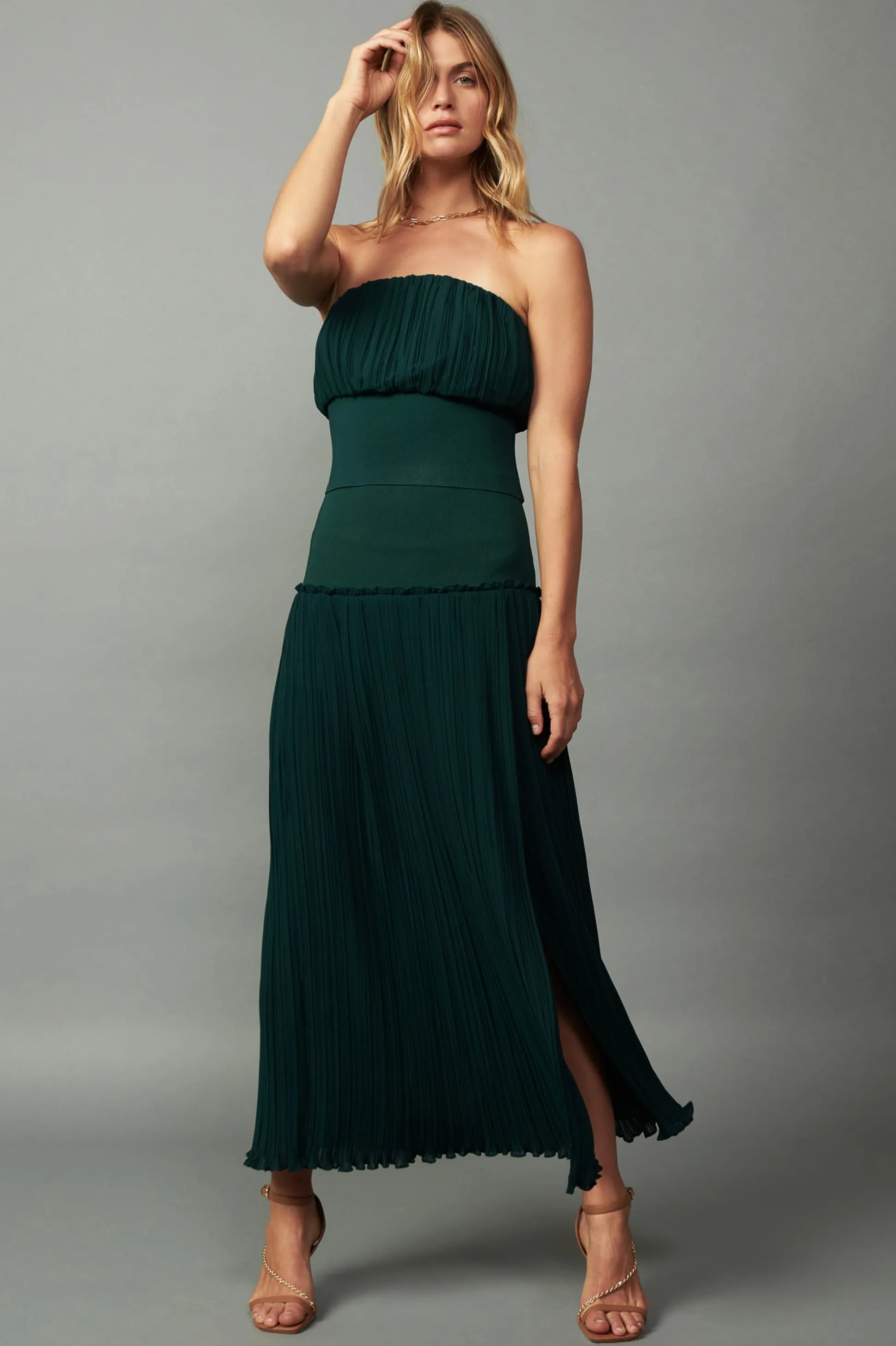 Ribbed Waist Midi Skirt<Current Air Best