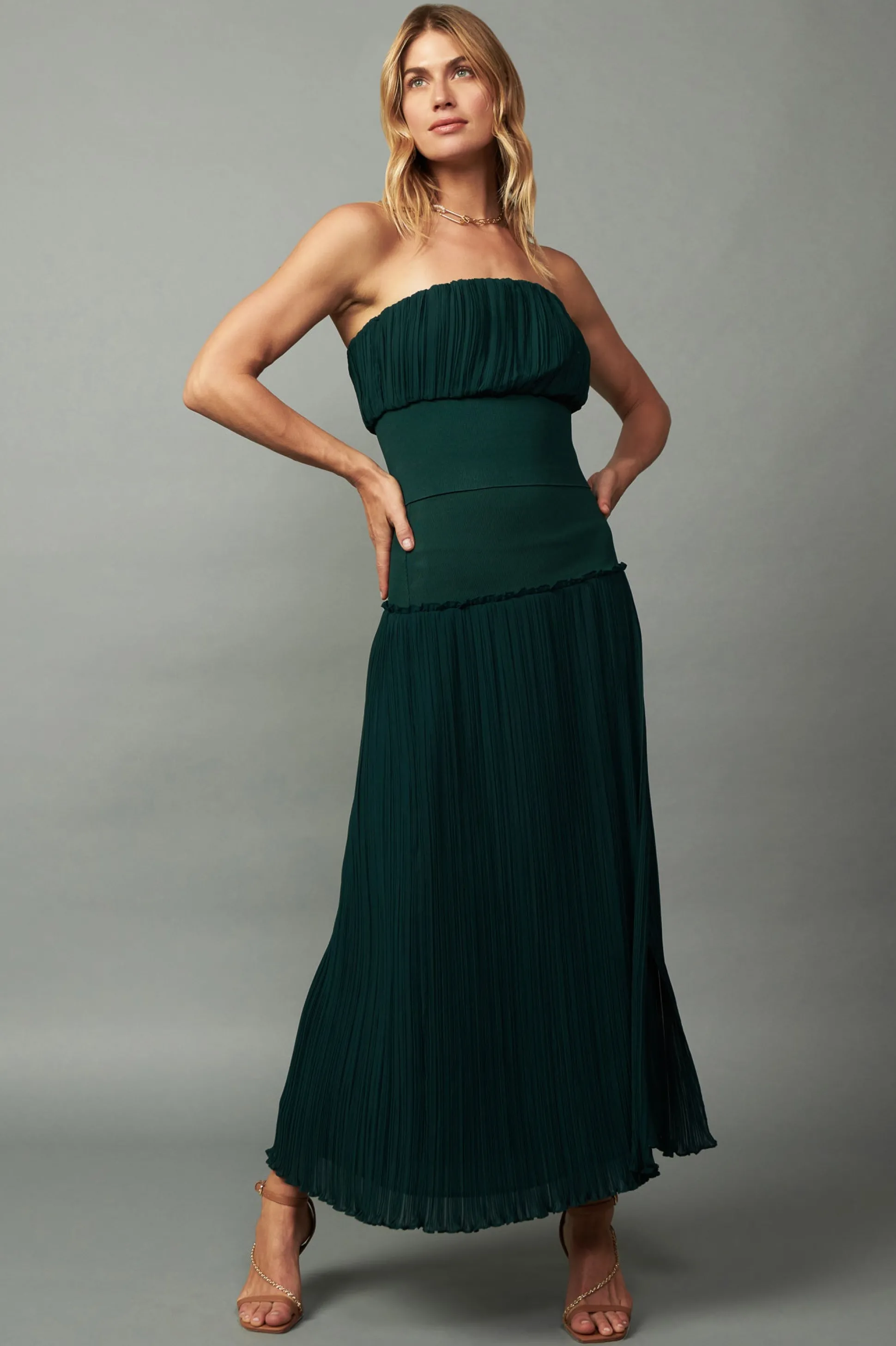 Ribbed Waist Midi Skirt<Current Air Best