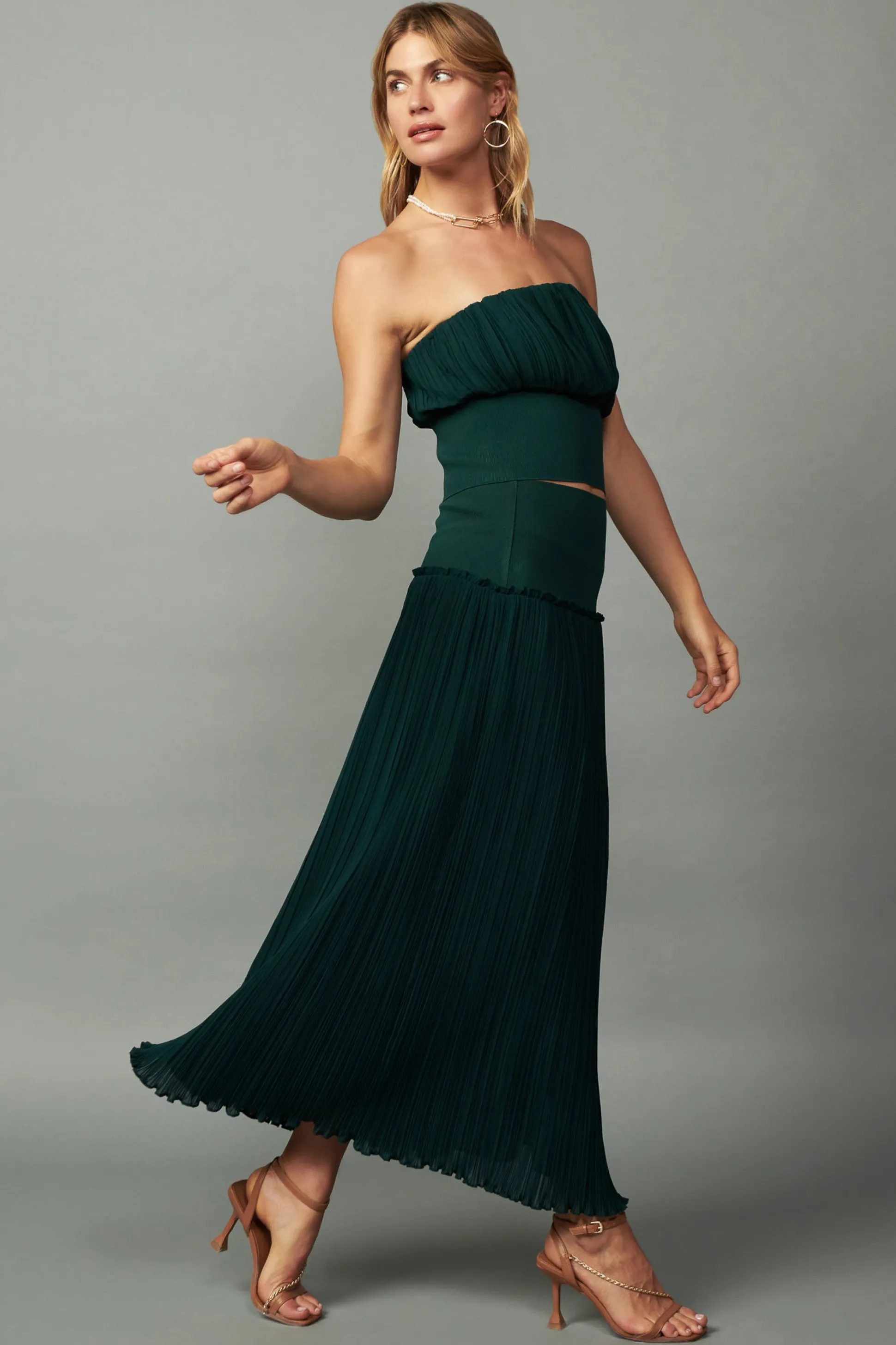 Ribbed Waist Midi Skirt<Current Air Best