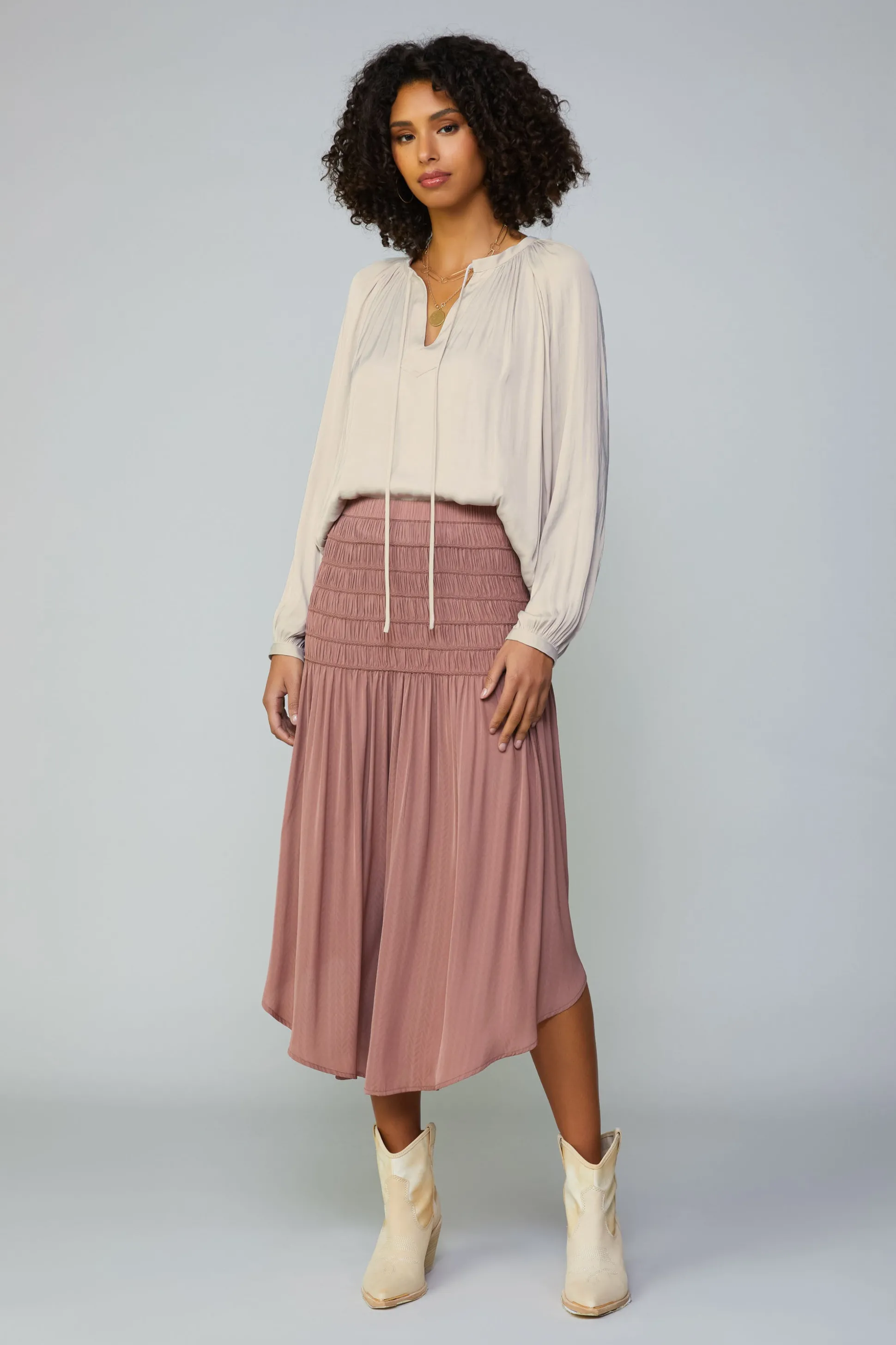 Smocked Waist Midi Skirt<Current Air Clearance
