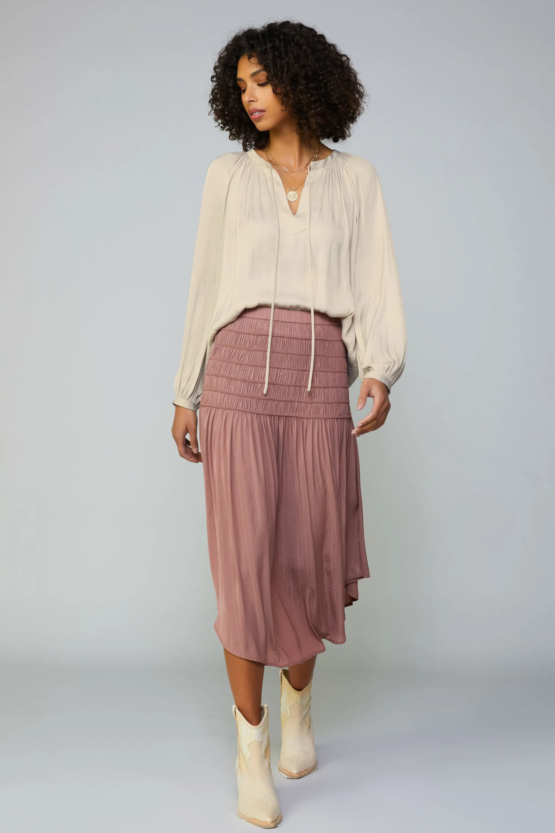 Smocked Waist Midi Skirt<Current Air Clearance