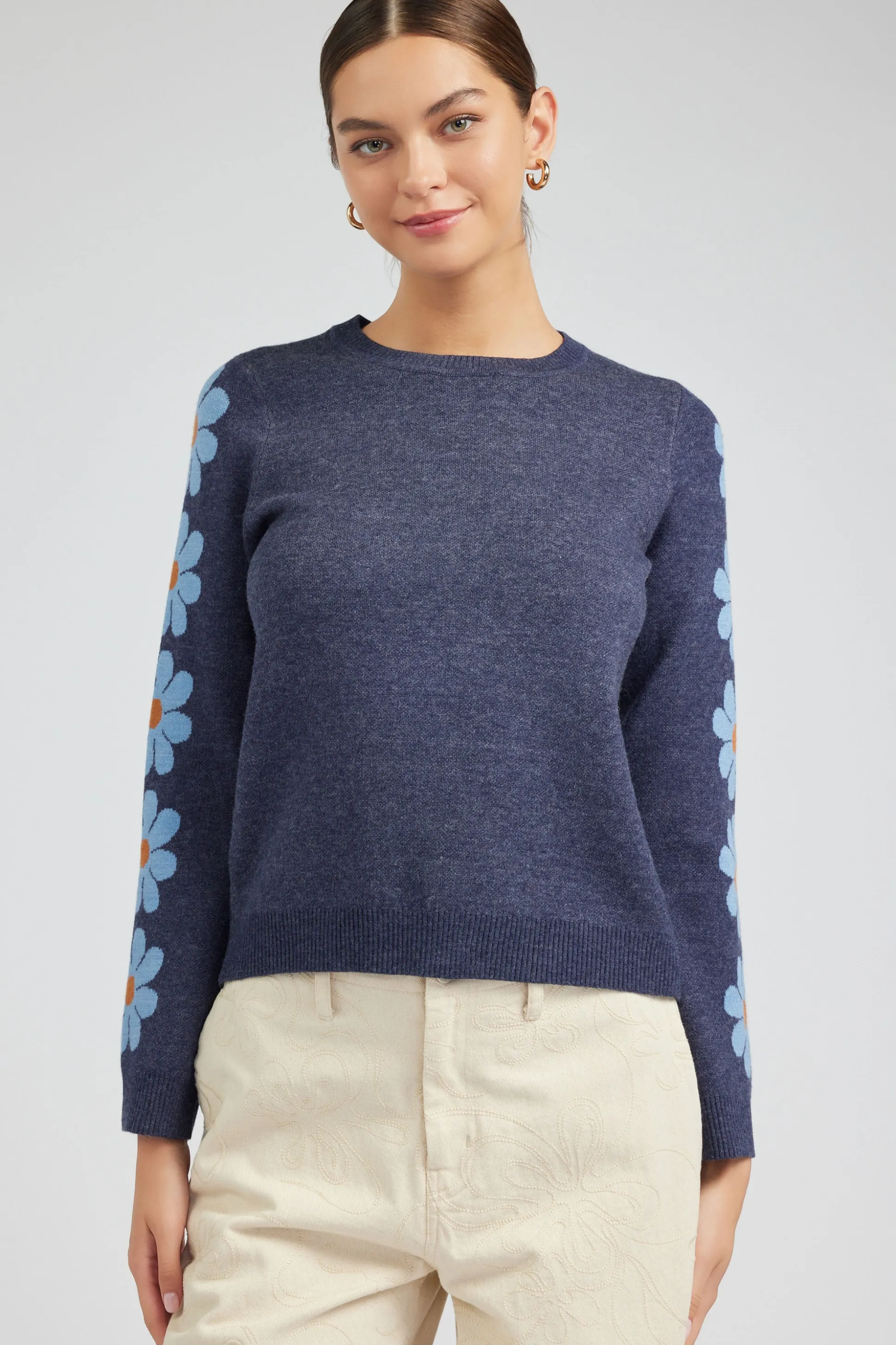 Retro Daisy Motif Sweater<Current Air Sale