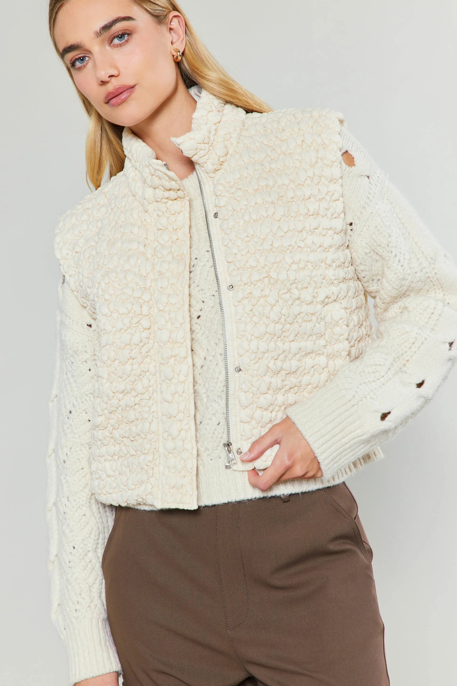 Quilted Cropped Vest<Current Air New