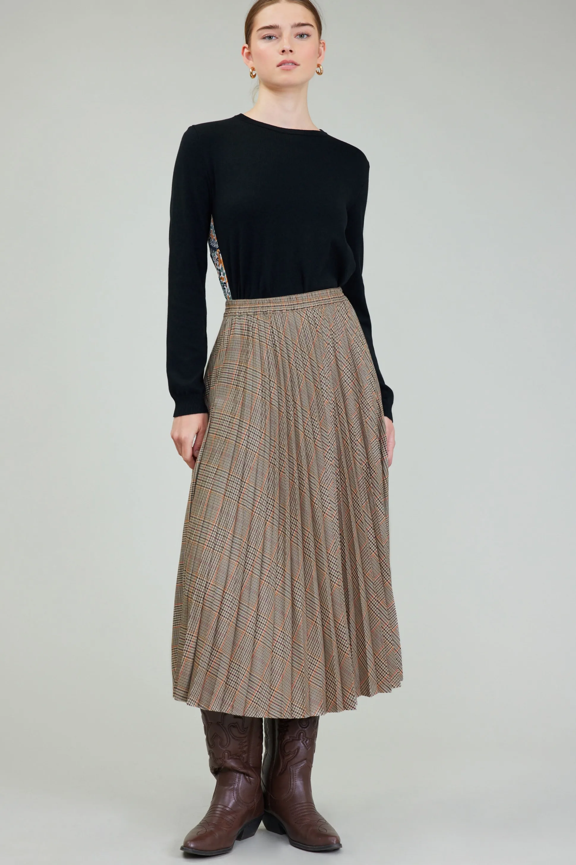 Plaid Pleated Midi Skirt<Current Air Discount