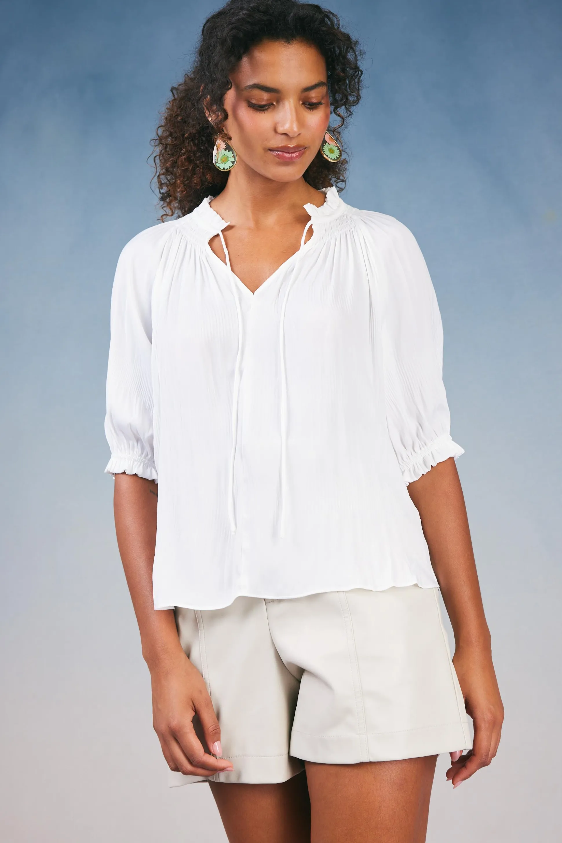 Angelica Pleated Blouse<Current Air Hot