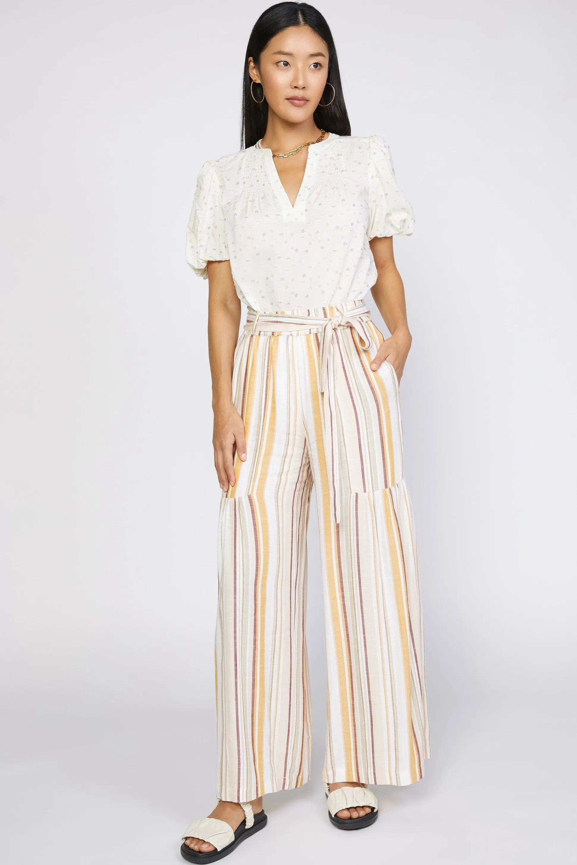 Striped Wide Leg Pant<Current Air Discount