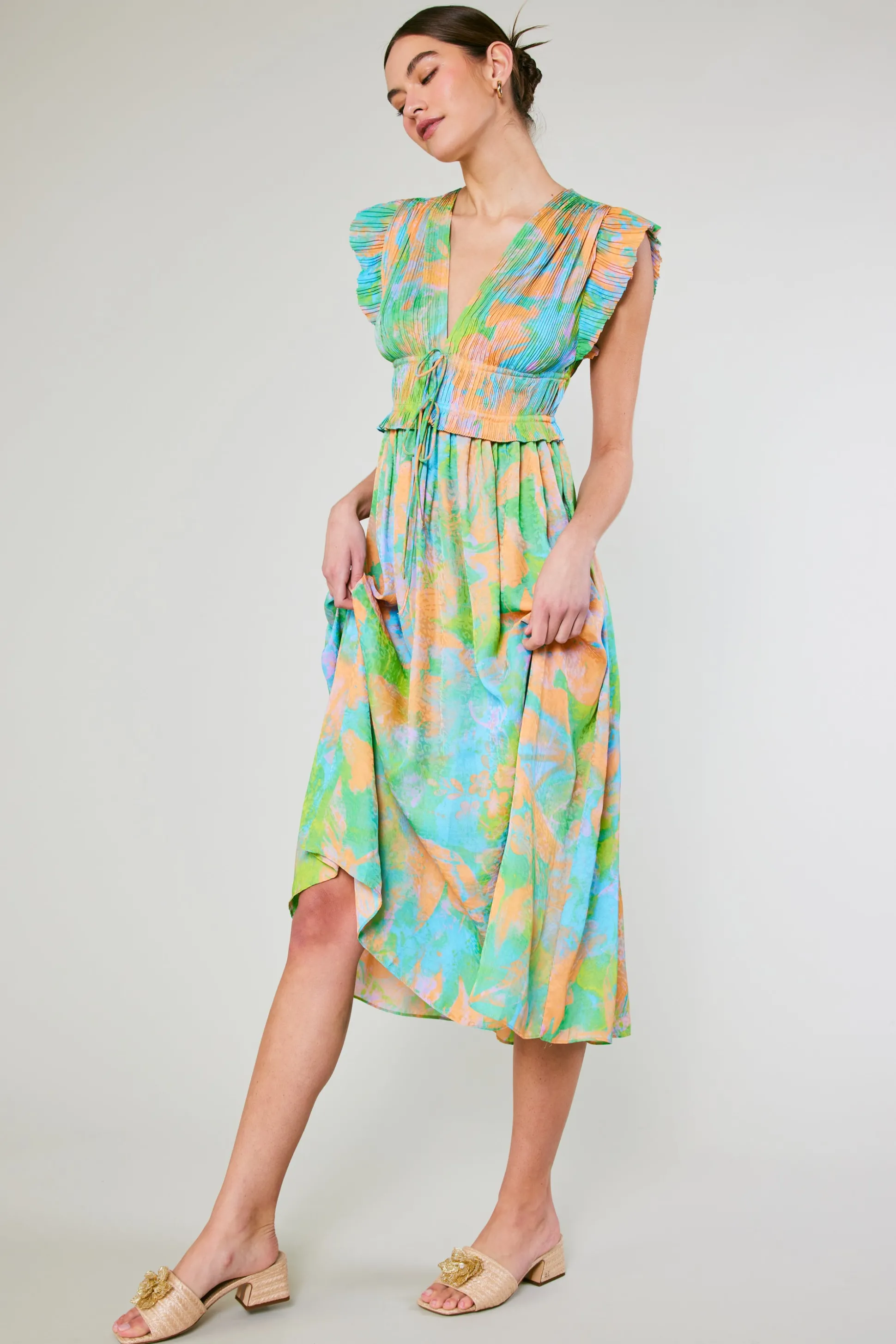 Mara Abstract Pleated Maxi Dress<Current Air New