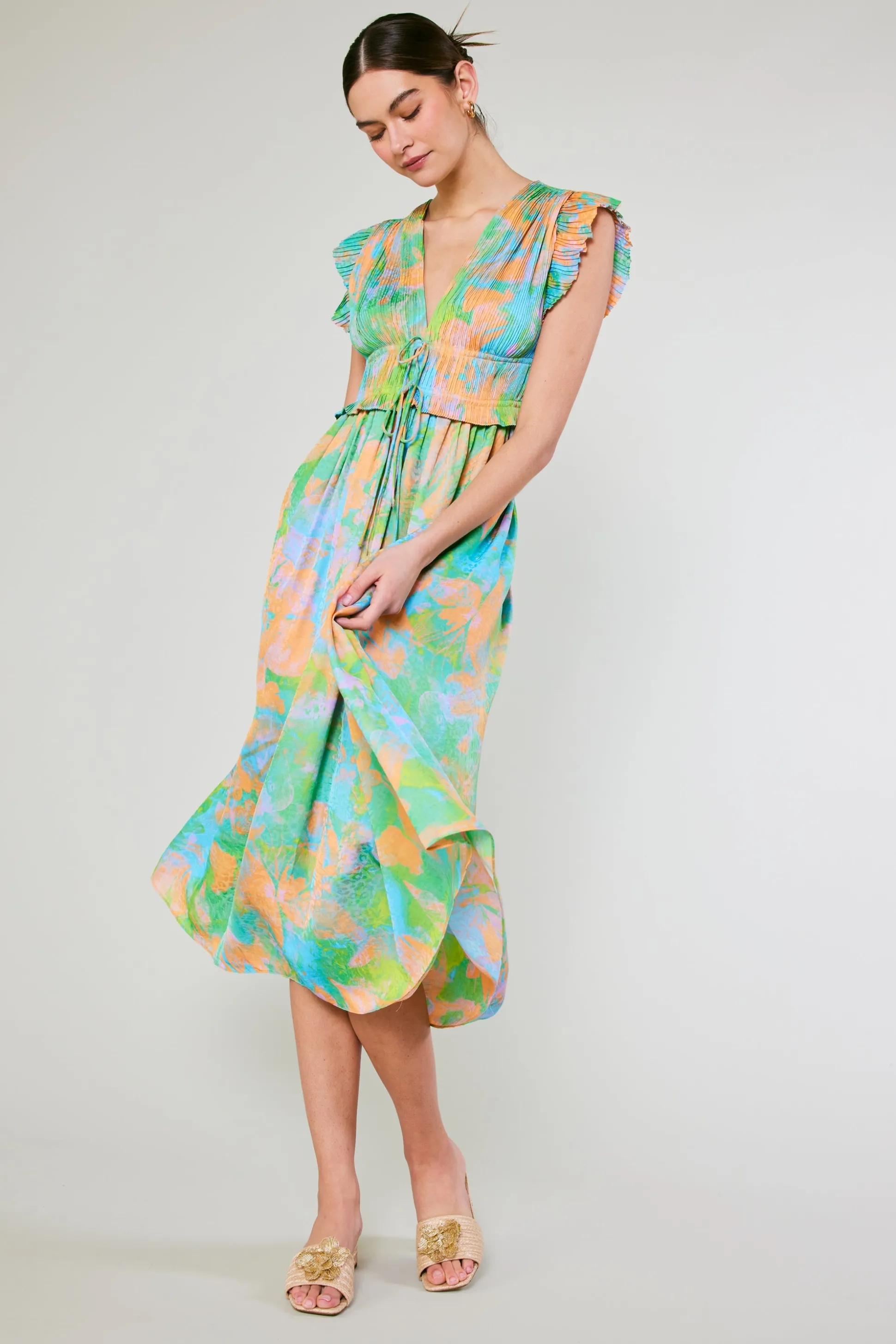 Mara Abstract Pleated Maxi Dress<Current Air New