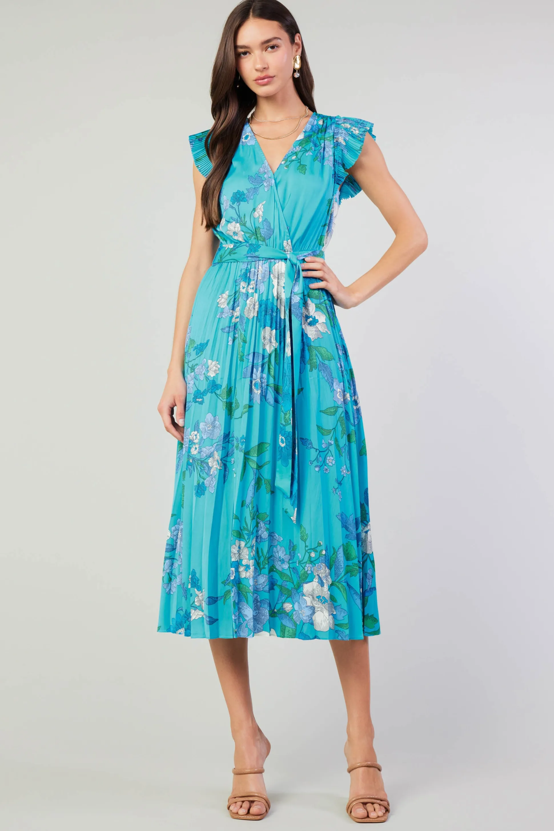 Botanical Pleated Midi Dress<Current Air New