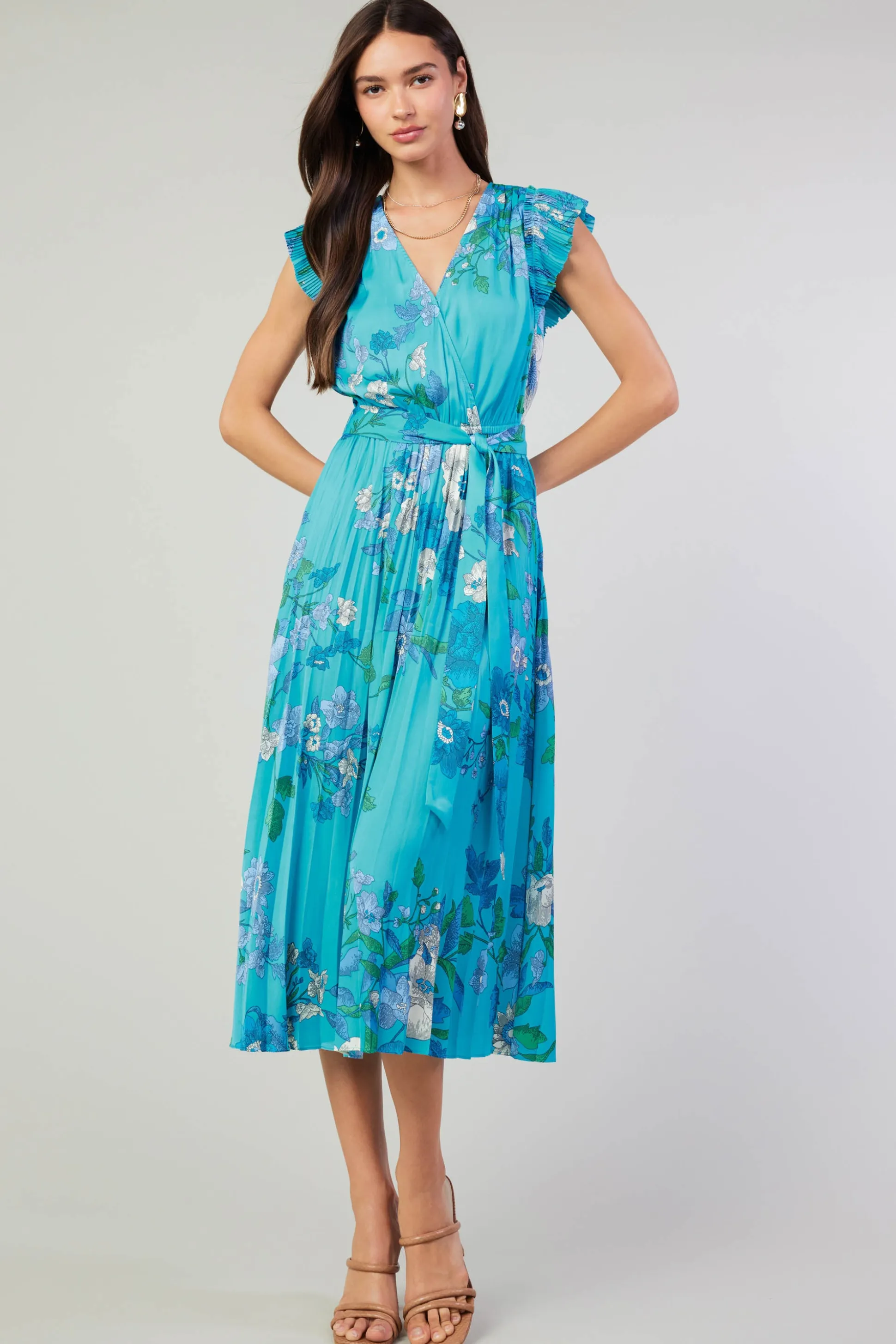 Botanical Pleated Midi Dress<Current Air New