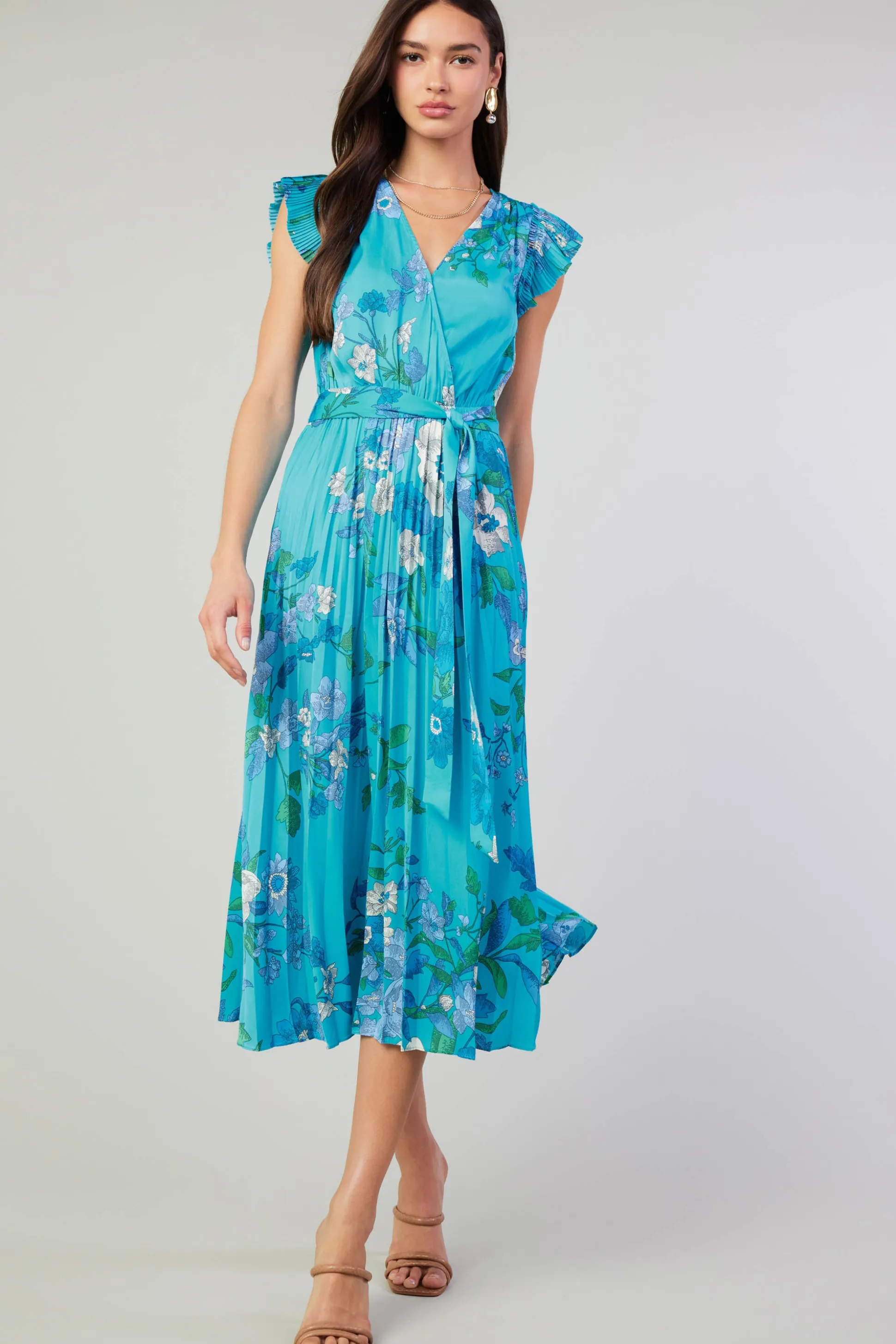 Botanical Pleated Midi Dress<Current Air New