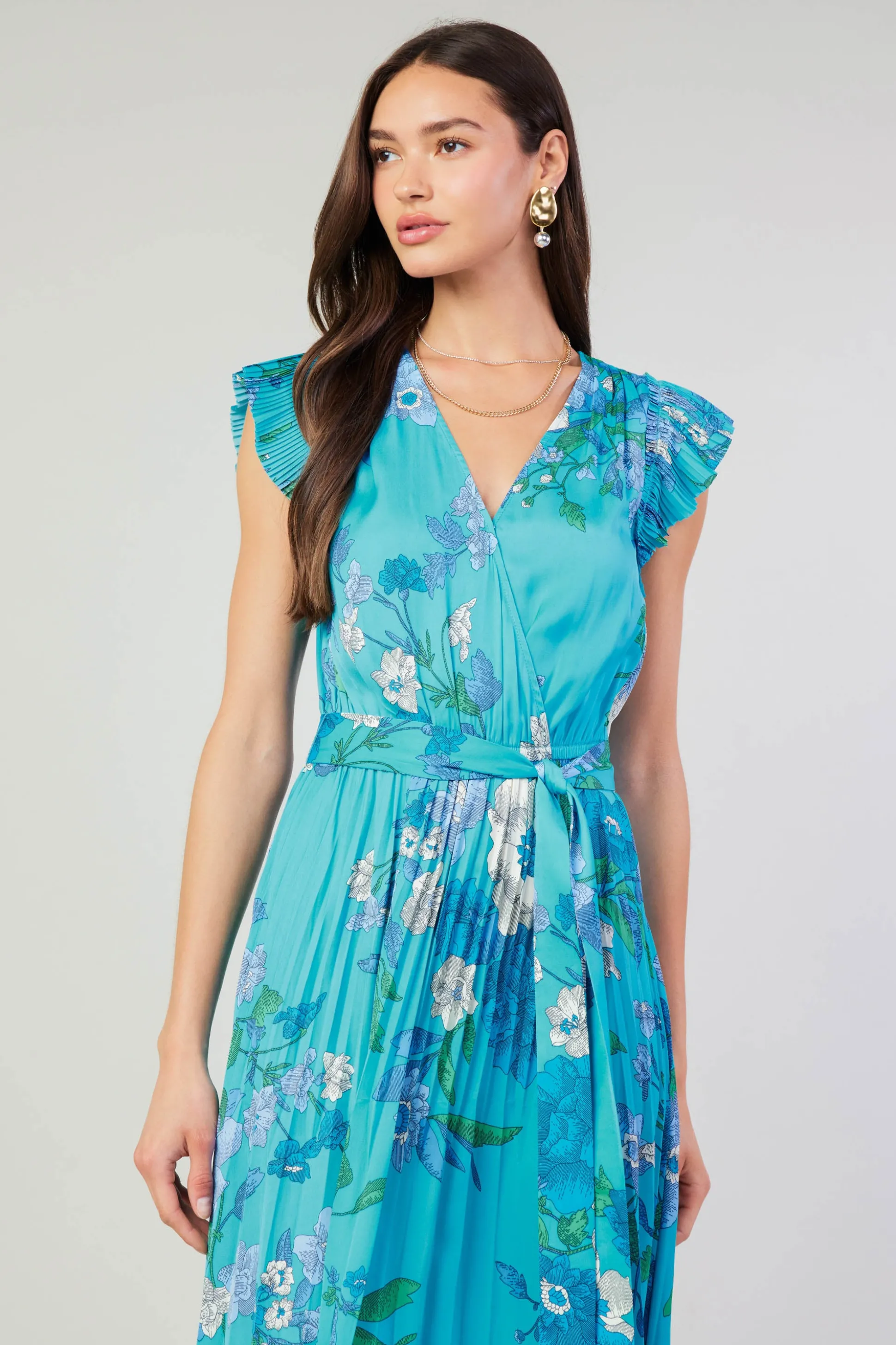 Botanical Pleated Midi Dress<Current Air New