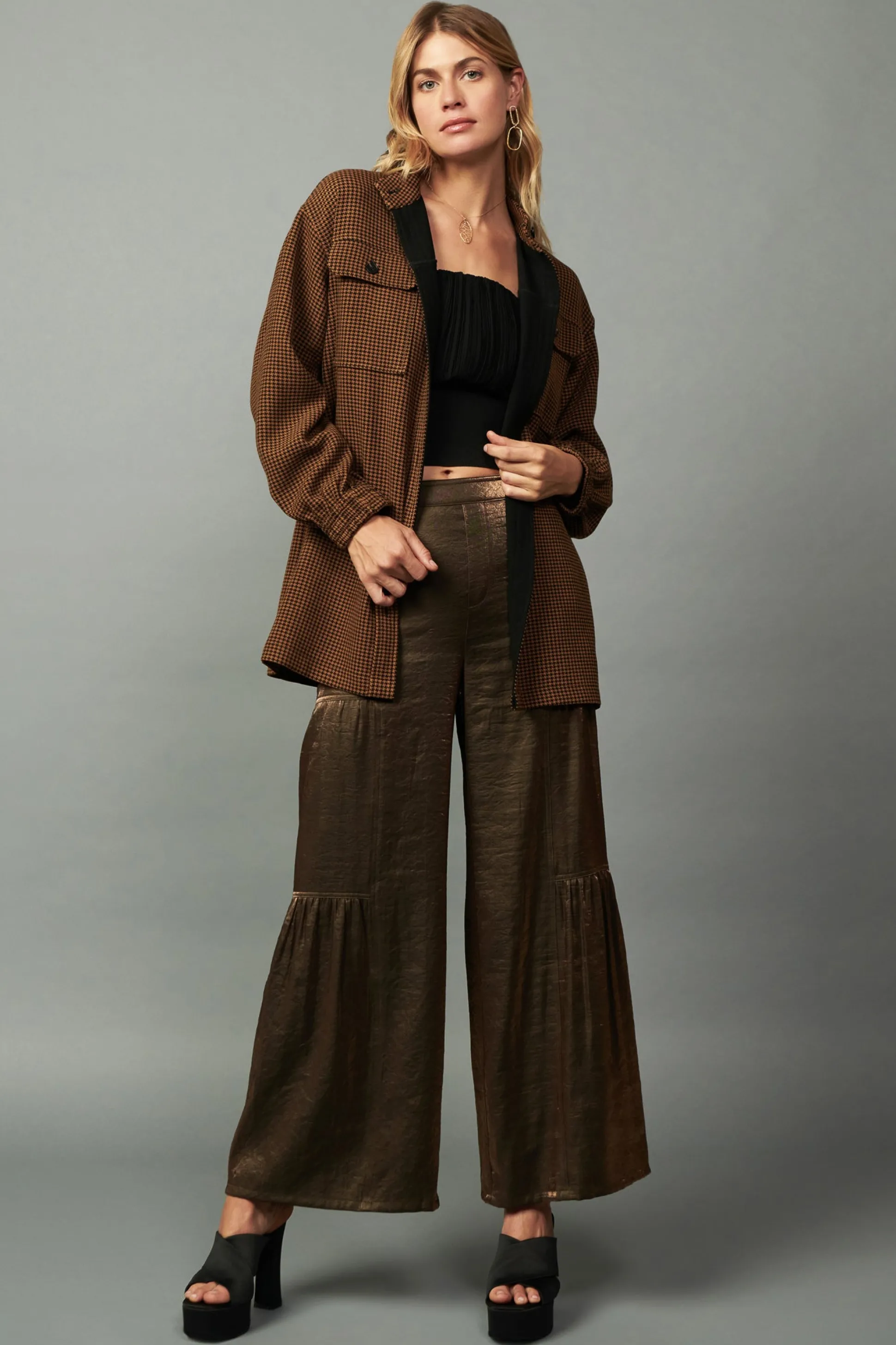 Houndstooth Oversized Jacket<Current Air Best